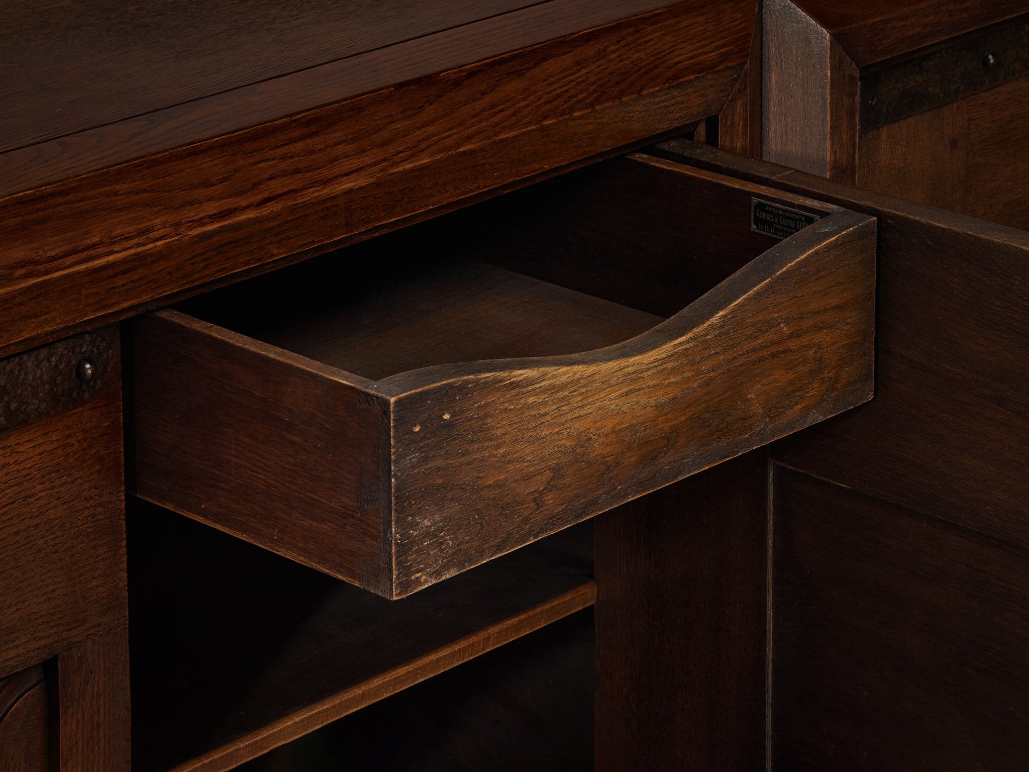 Parisian Art Deco Sideboard in Solid Oak with Iron Elements Case pieces and storage cabinets Morentz