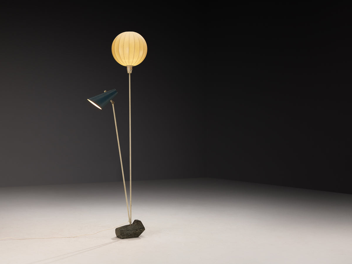Rare Hans Bergström for Ateljé Lyktan Two-Armed Floor Lamp with Cocoon Shade Lighting Morentz