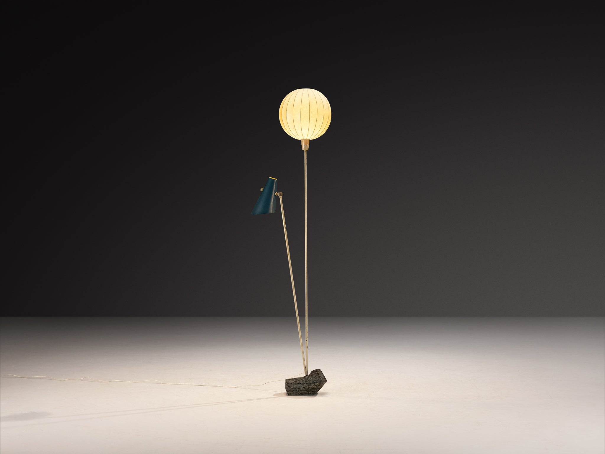 Rare Hans Bergström for Ateljé Lyktan Two-Armed Floor Lamp with Cocoon Shade Lighting Morentz