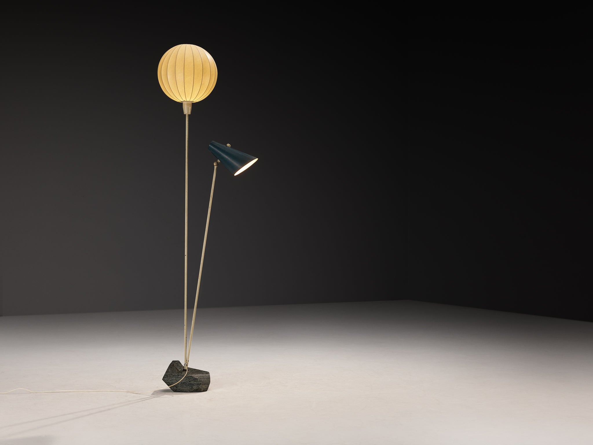 Rare Hans Bergström for Ateljé Lyktan Two-Armed Floor Lamp with Cocoon Shade Lighting Morentz