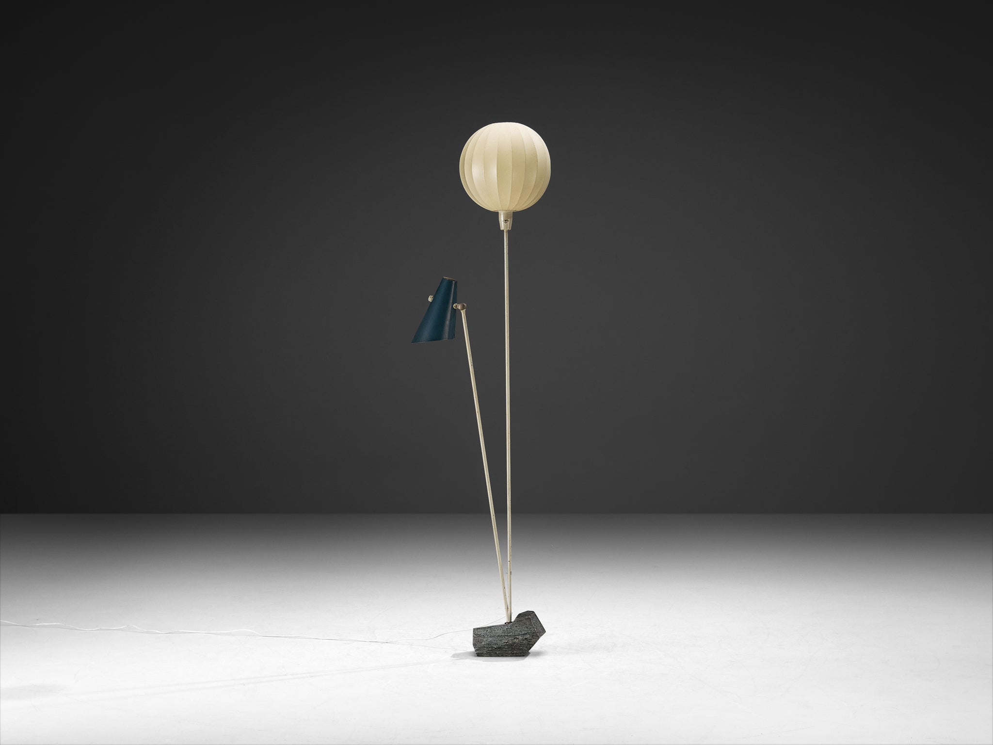 Rare Hans Bergström for Ateljé Lyktan Two-Armed Floor Lamp with Cocoon Shade Lighting Morentz