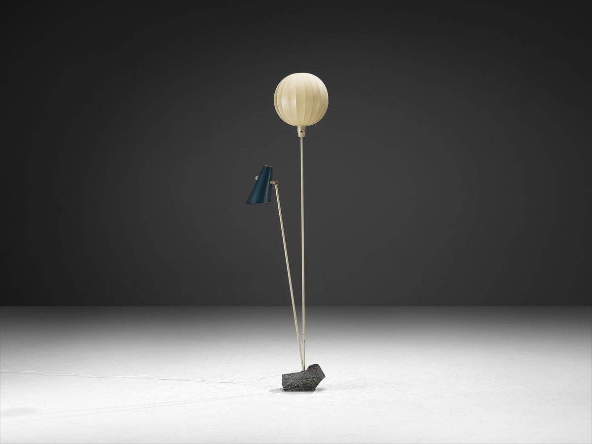 Rare Hans Bergström for Ateljé Lyktan Two-Armed Floor Lamp with Cocoon Shade Lighting Morentz
