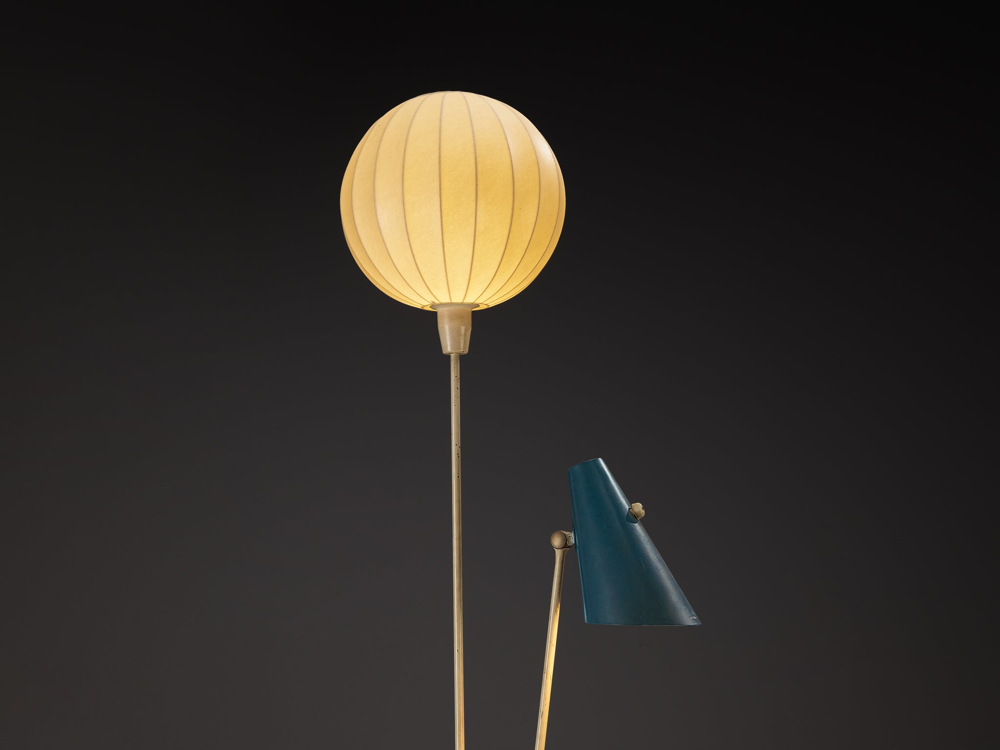 Rare Hans Bergström for Ateljé Lyktan Two-Armed Floor Lamp with Cocoon Shade Lighting Morentz