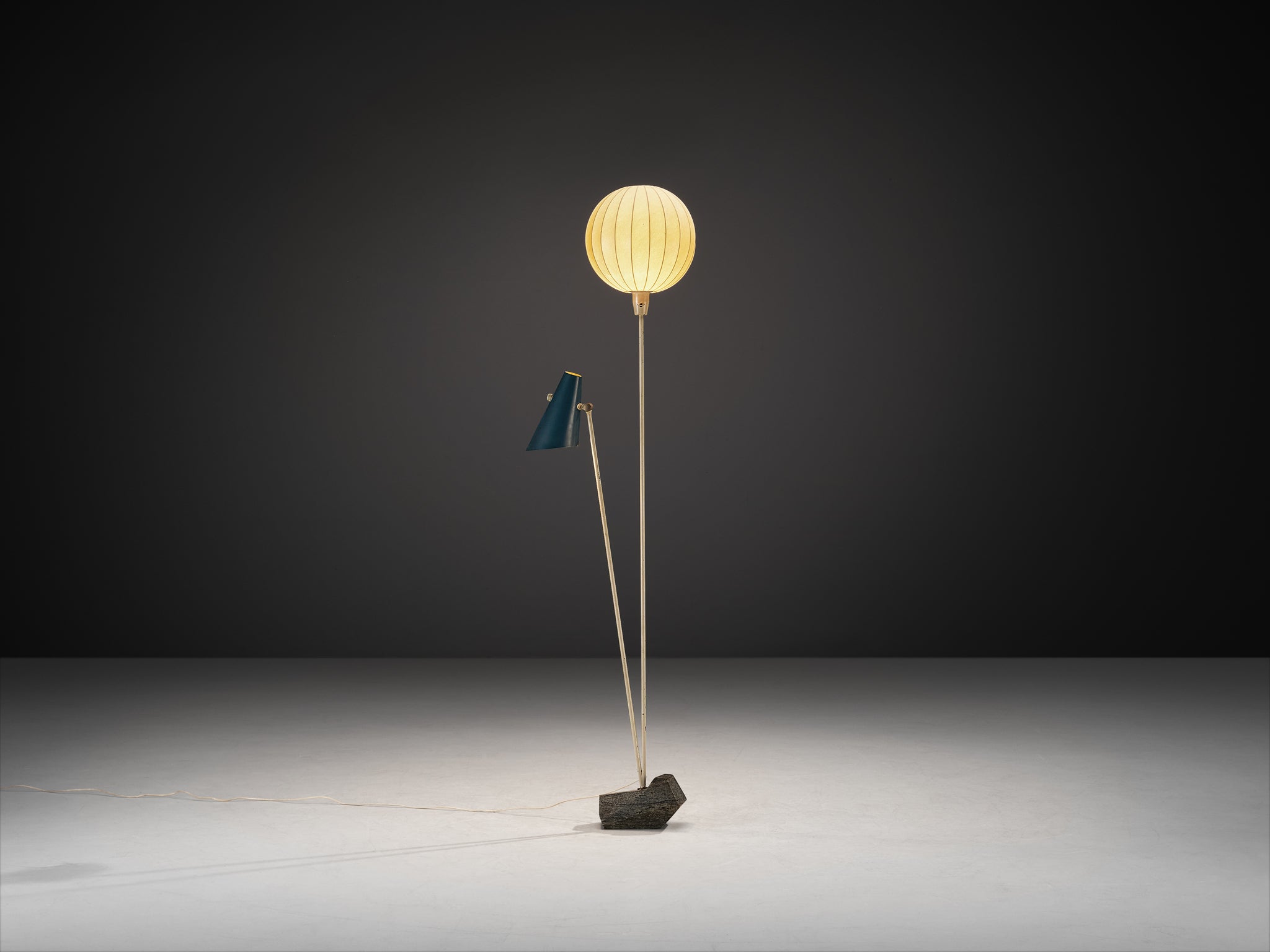 Rare Hans Bergström for Ateljé Lyktan Two-Armed Floor Lamp with Cocoon Shade Lighting Morentz