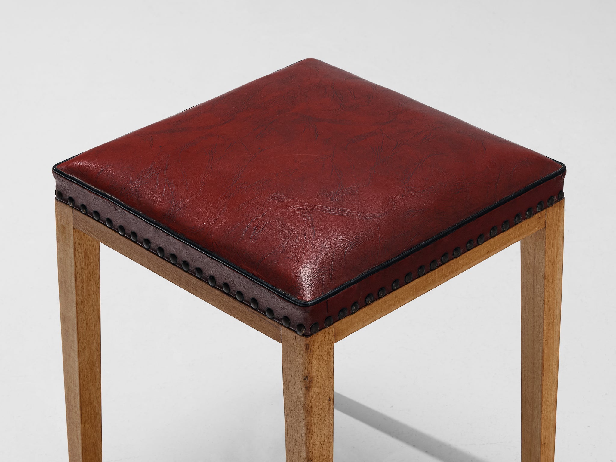 Danish Pair of Stools in Red Upholstery and Wood seating Morentz