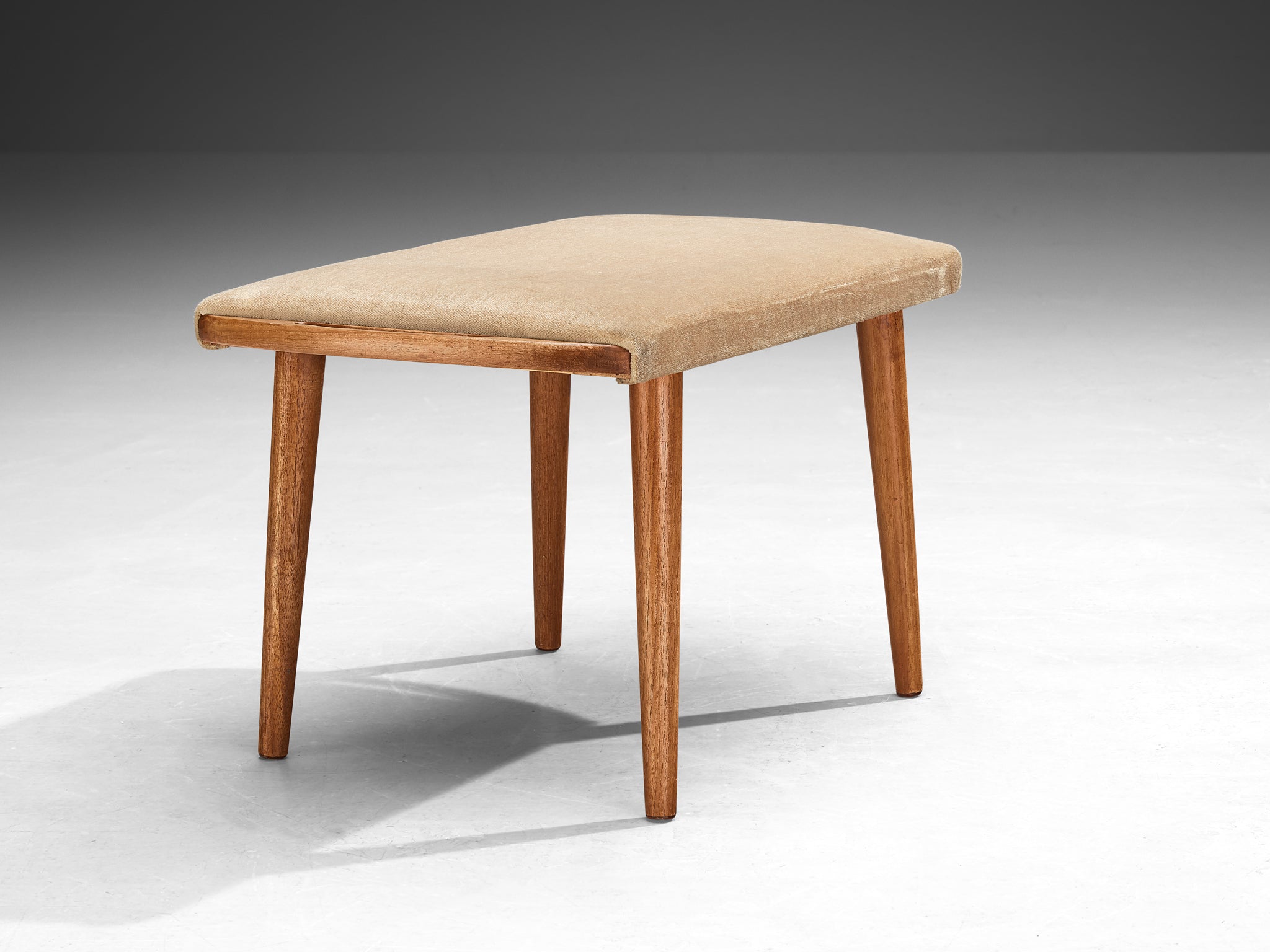 Stool in Teak and Yellow Upholstery Seating Morentz