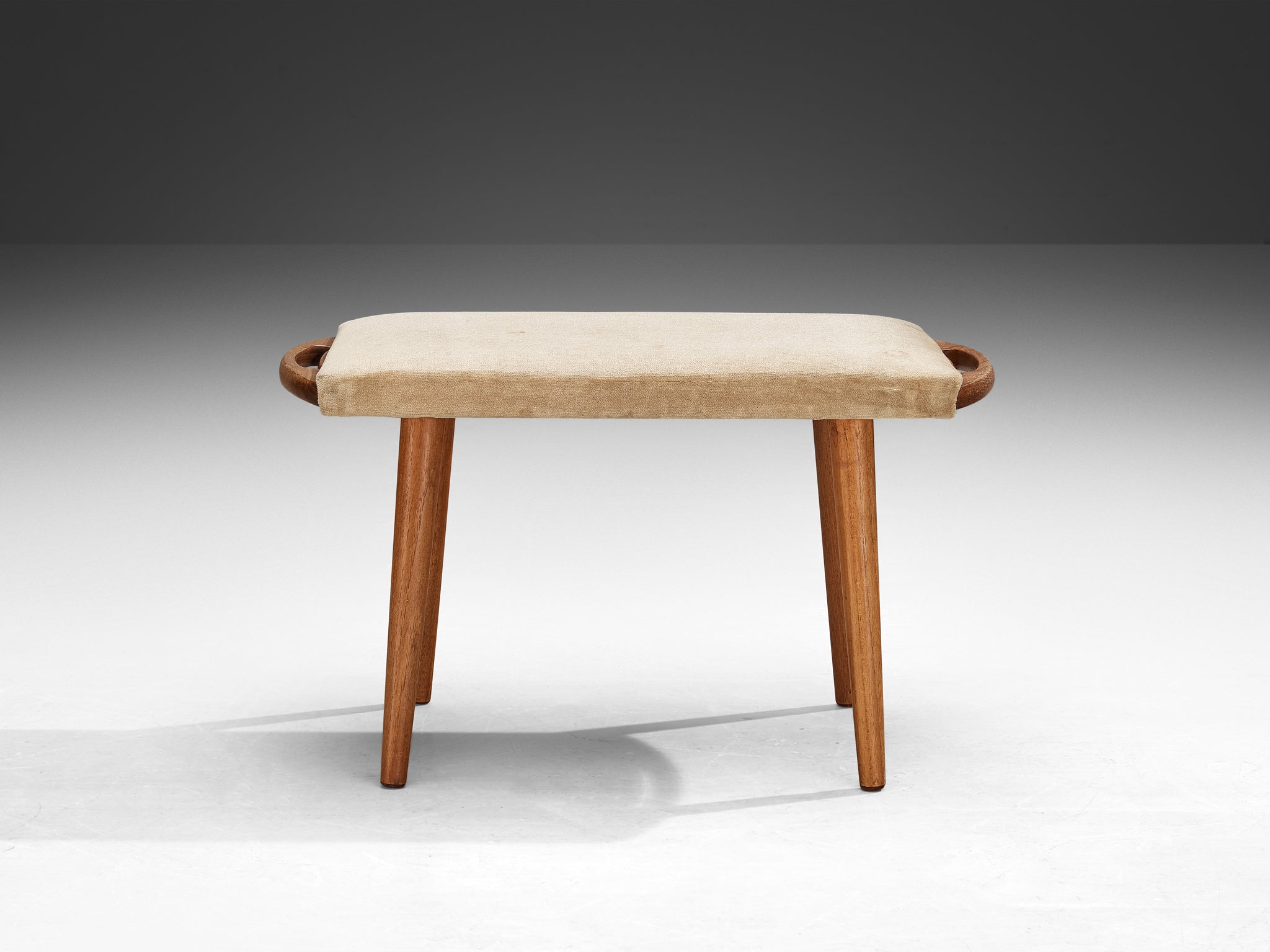 Stool in Teak and Yellow Upholstery Seating Morentz