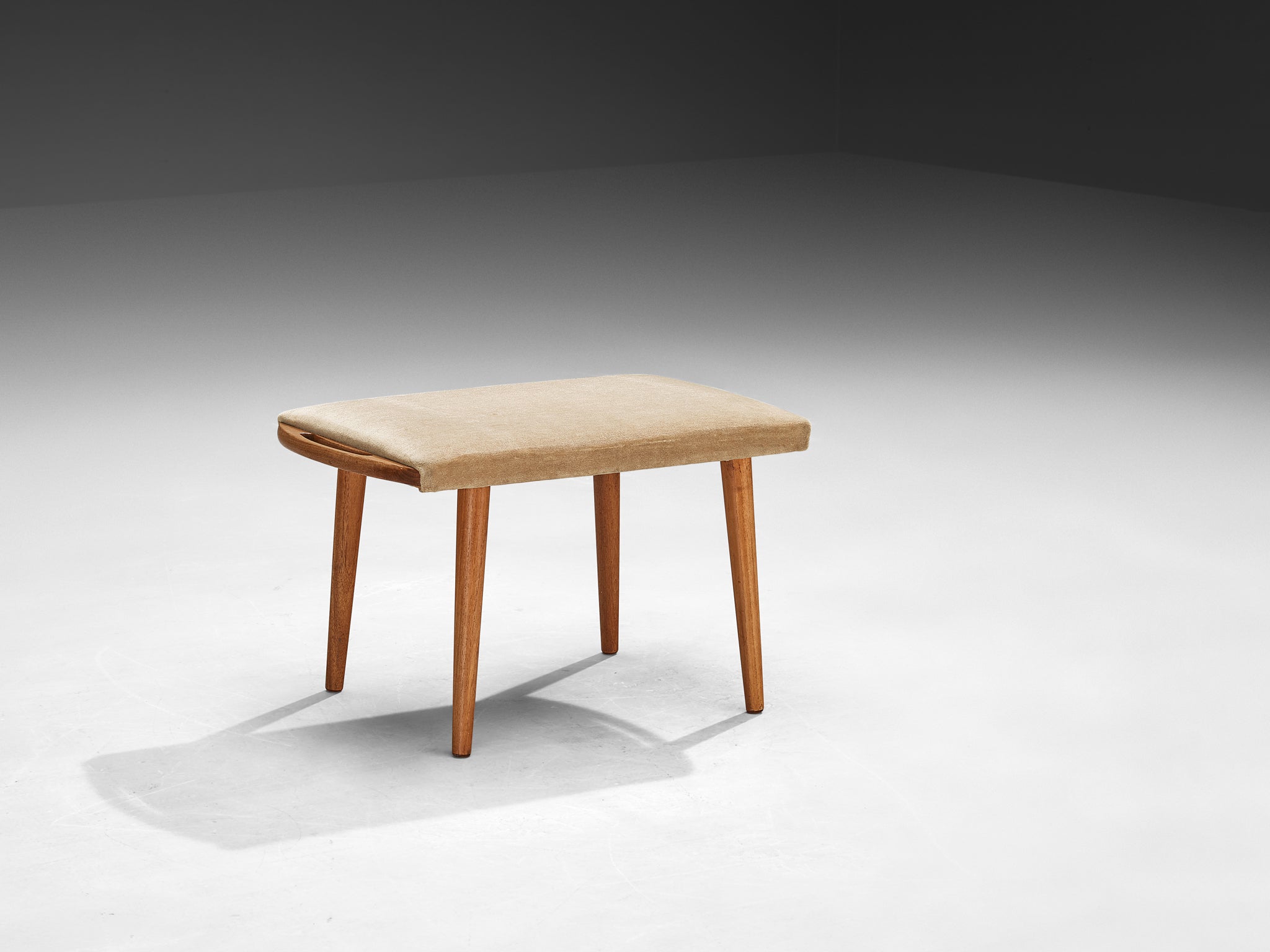 Stool in Teak and Yellow Upholstery Seating Morentz