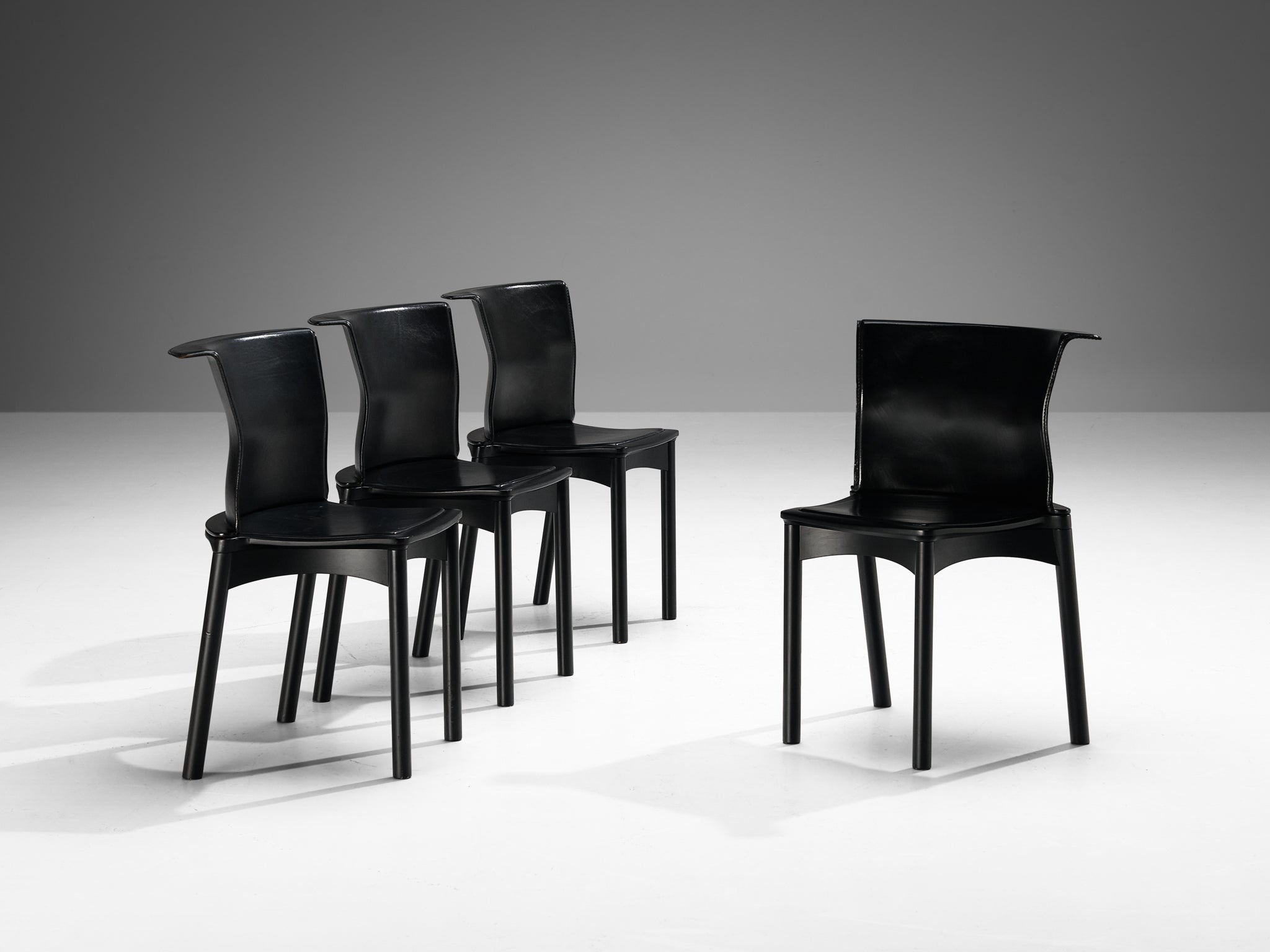 Francesco Binfaré for Cassina Set of Four 'Hock' Dining Chairs in Black Leather seating Morentz