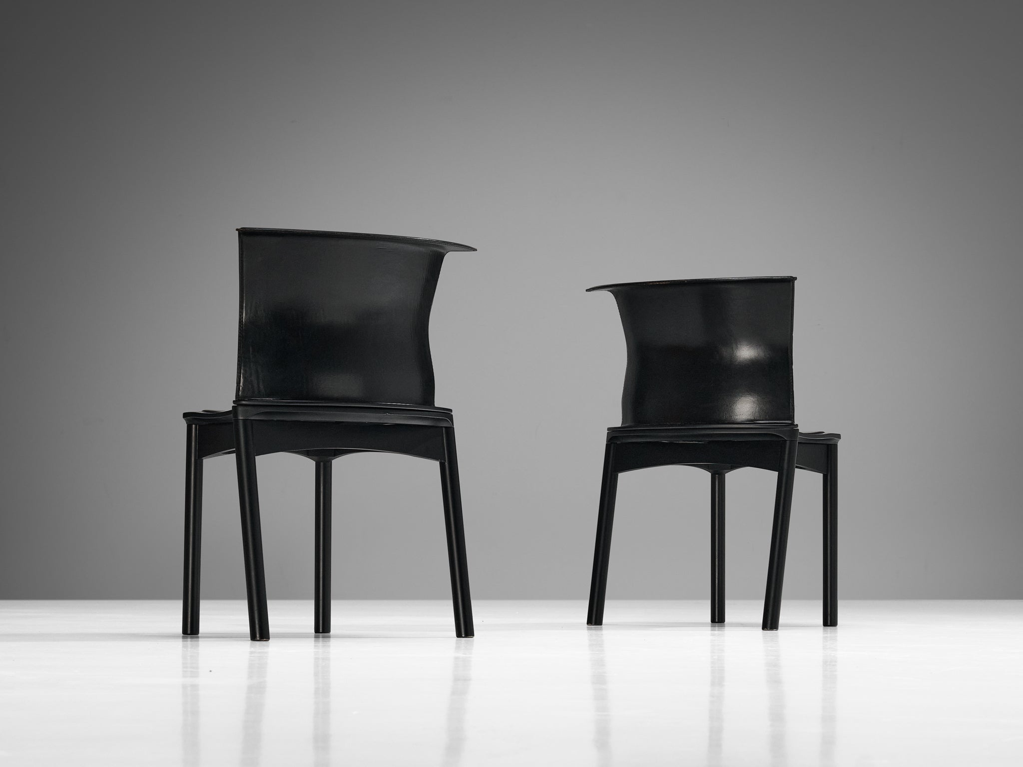 Francesco Binfaré for Cassina Set of Four 'Hock' Dining Chairs in Black Leather seating Morentz