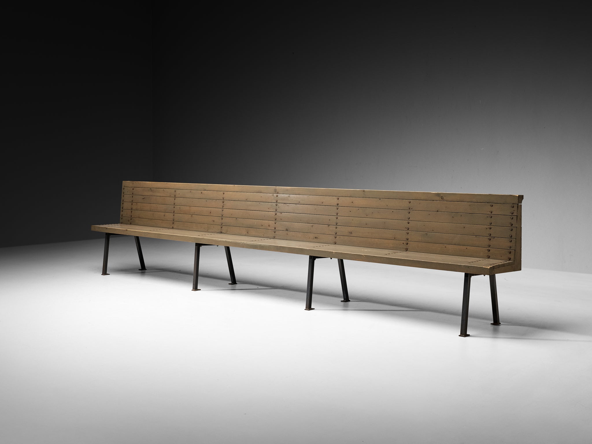 Dom Hans van der Laan Long Bench in Grey Lacquered Pine 400cm/157.48in. Seating Morentz
