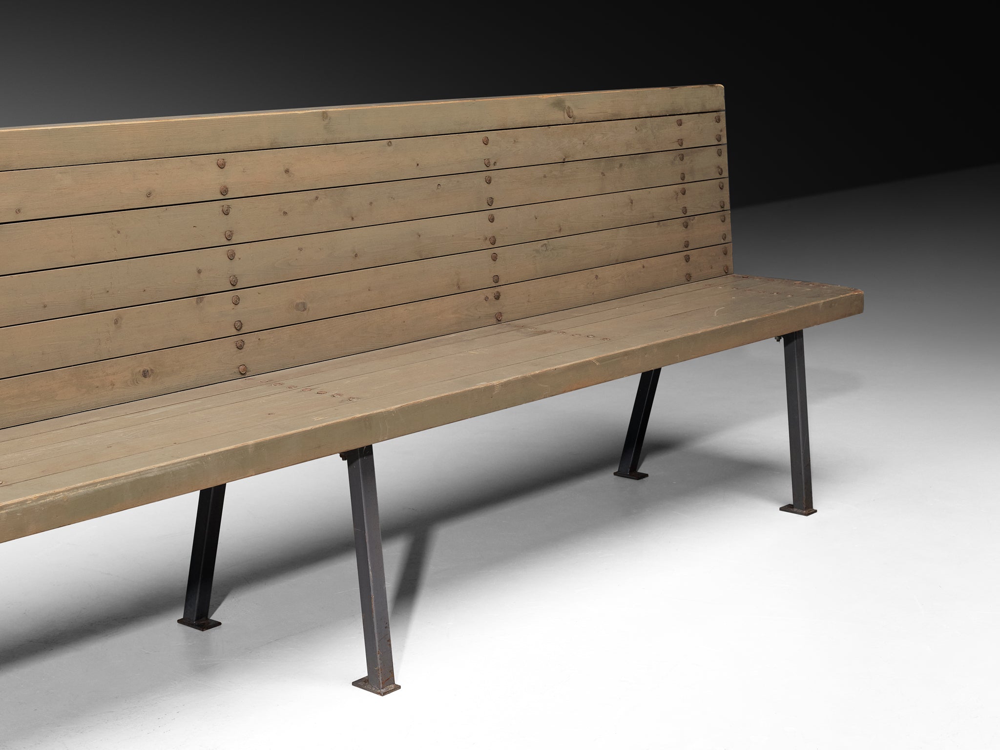 Dom Hans van der Laan Long Bench in Grey Lacquered Pine 400cm/157.48in. Seating Morentz