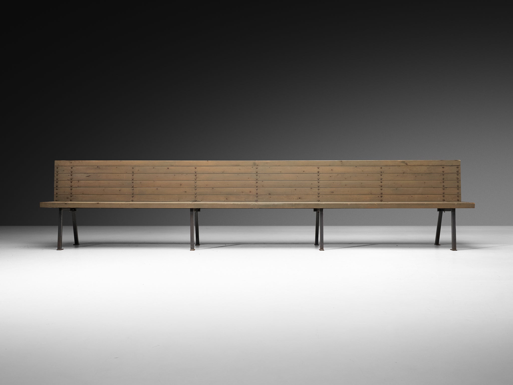 Dom Hans van der Laan Long Bench in Grey Lacquered Pine 400cm/157.48in. Seating Morentz