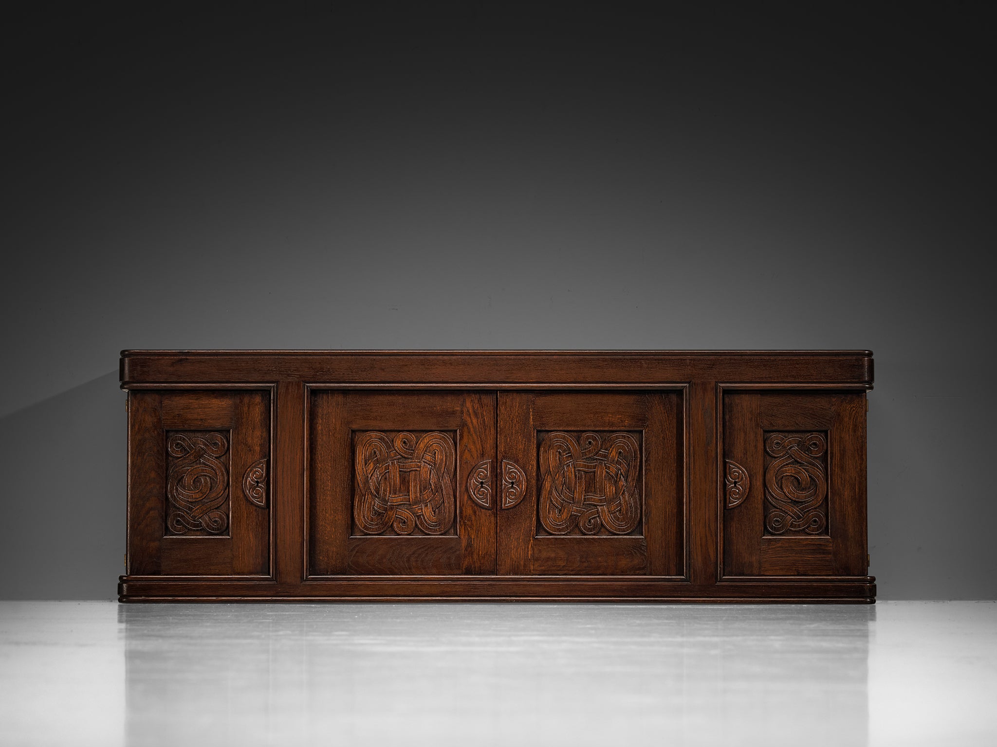 Joseph Savina Sideboard with Decorative Carvings in Oak Case pieces and storage cabinets Morentz