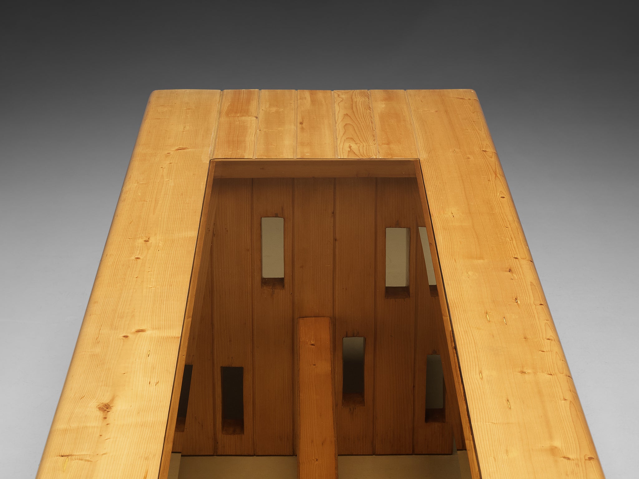 Unique Robust Italian Dining Table in Pine with Geometric Base Tables Morentz