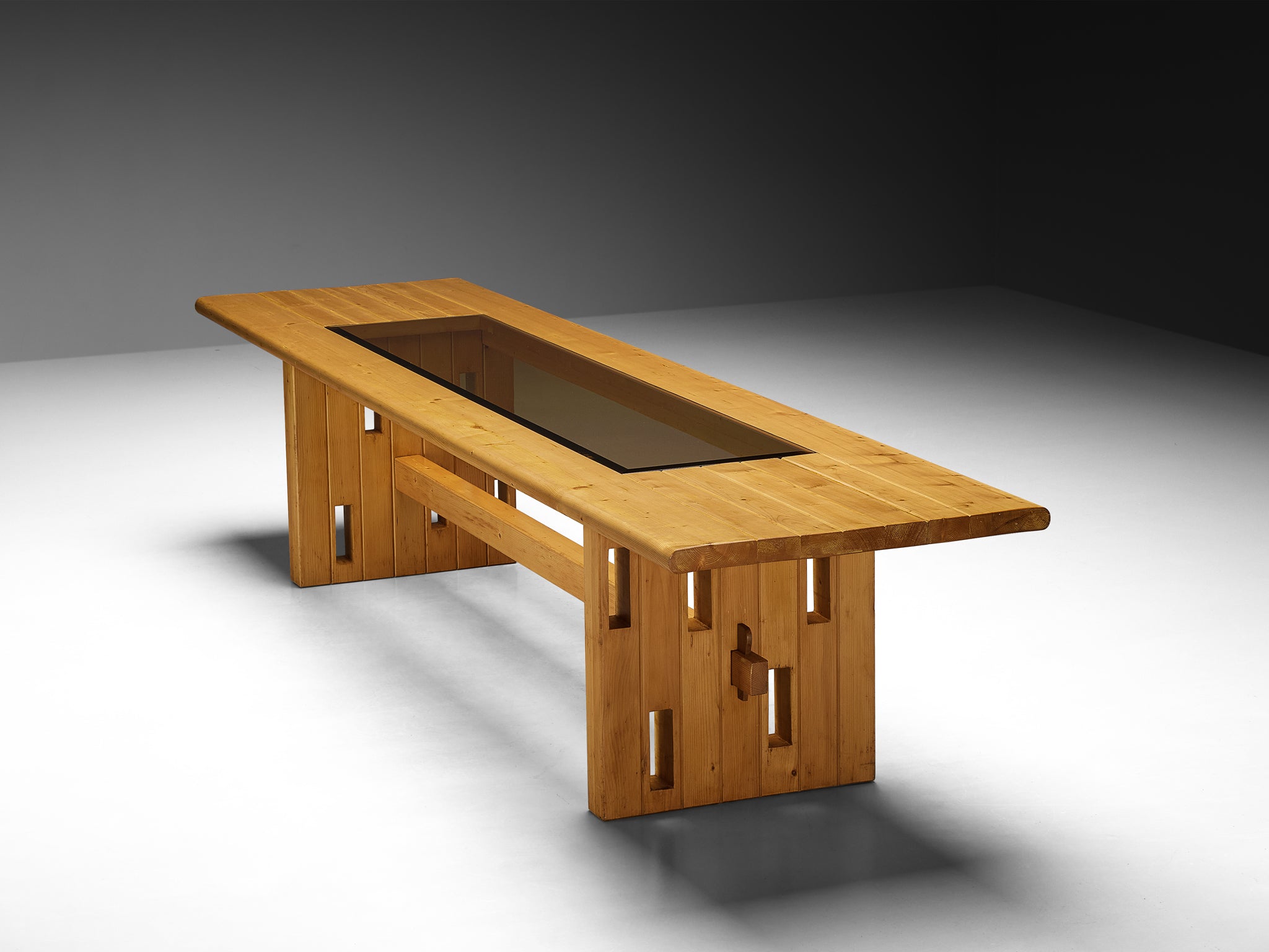 Unique Robust Italian Dining Table in Pine with Geometric Base Tables Morentz