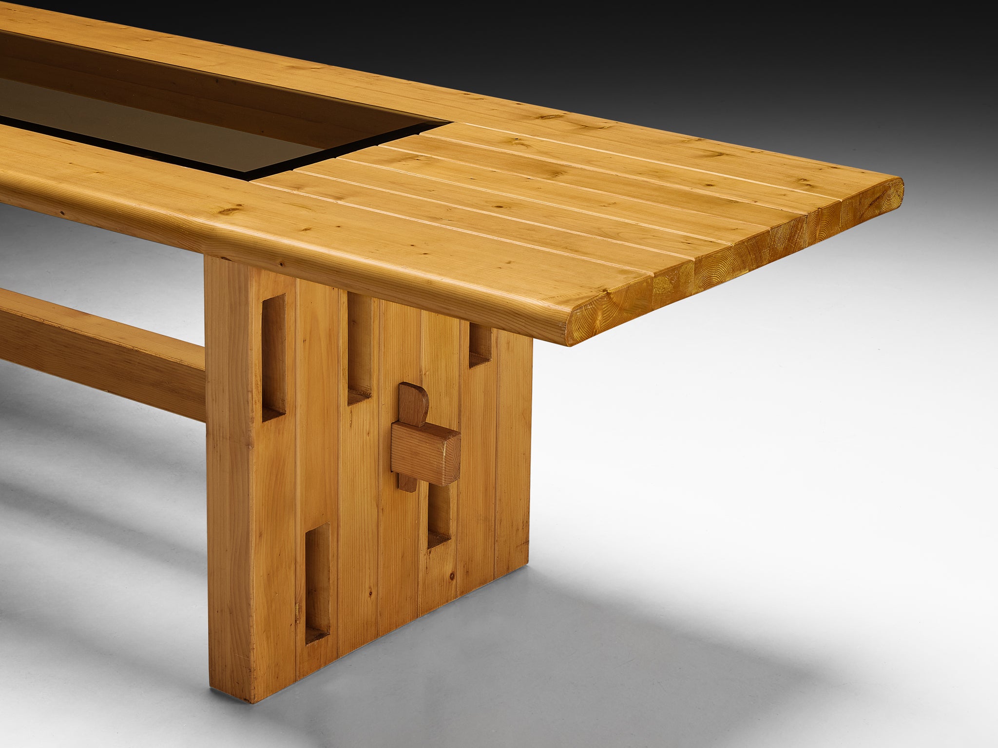 Unique Robust Italian Dining Table in Pine with Geometric Base Tables Morentz