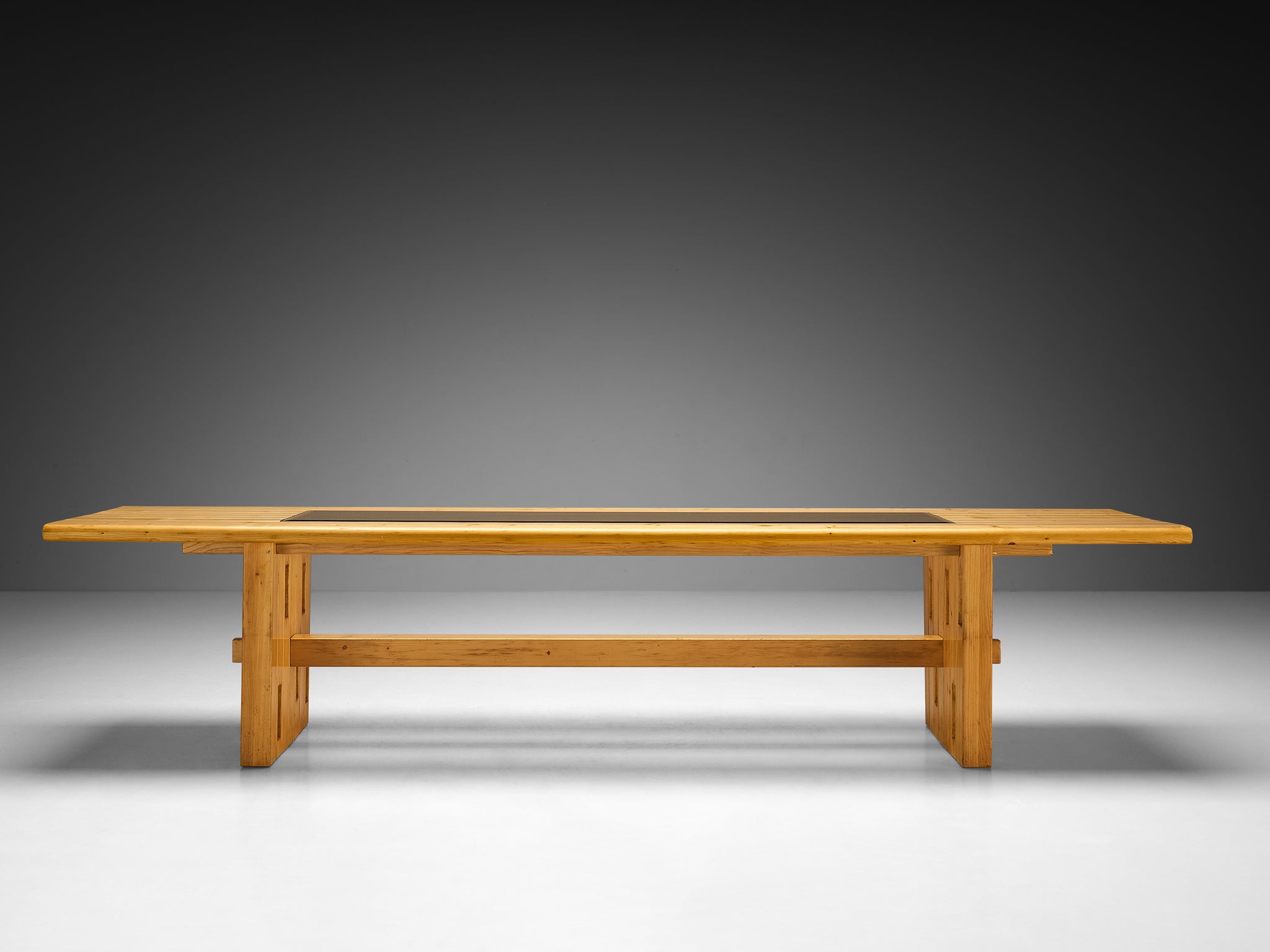 Unique Robust Italian Dining Table in Pine with Geometric Base Tables Morentz