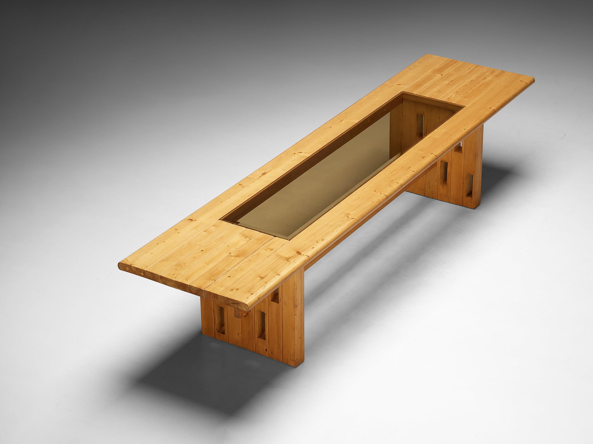 Unique Robust Italian Dining Table in Pine with Geometric Base Tables Morentz