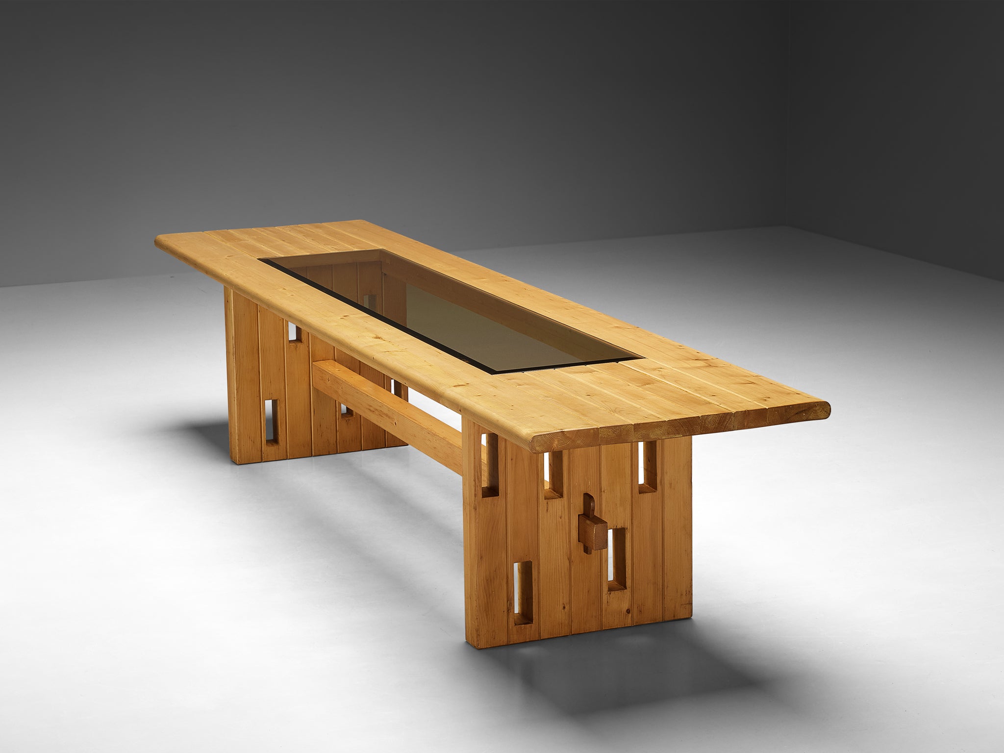 Unique Robust Italian Dining Table in Pine with Geometric Base Tables Morentz