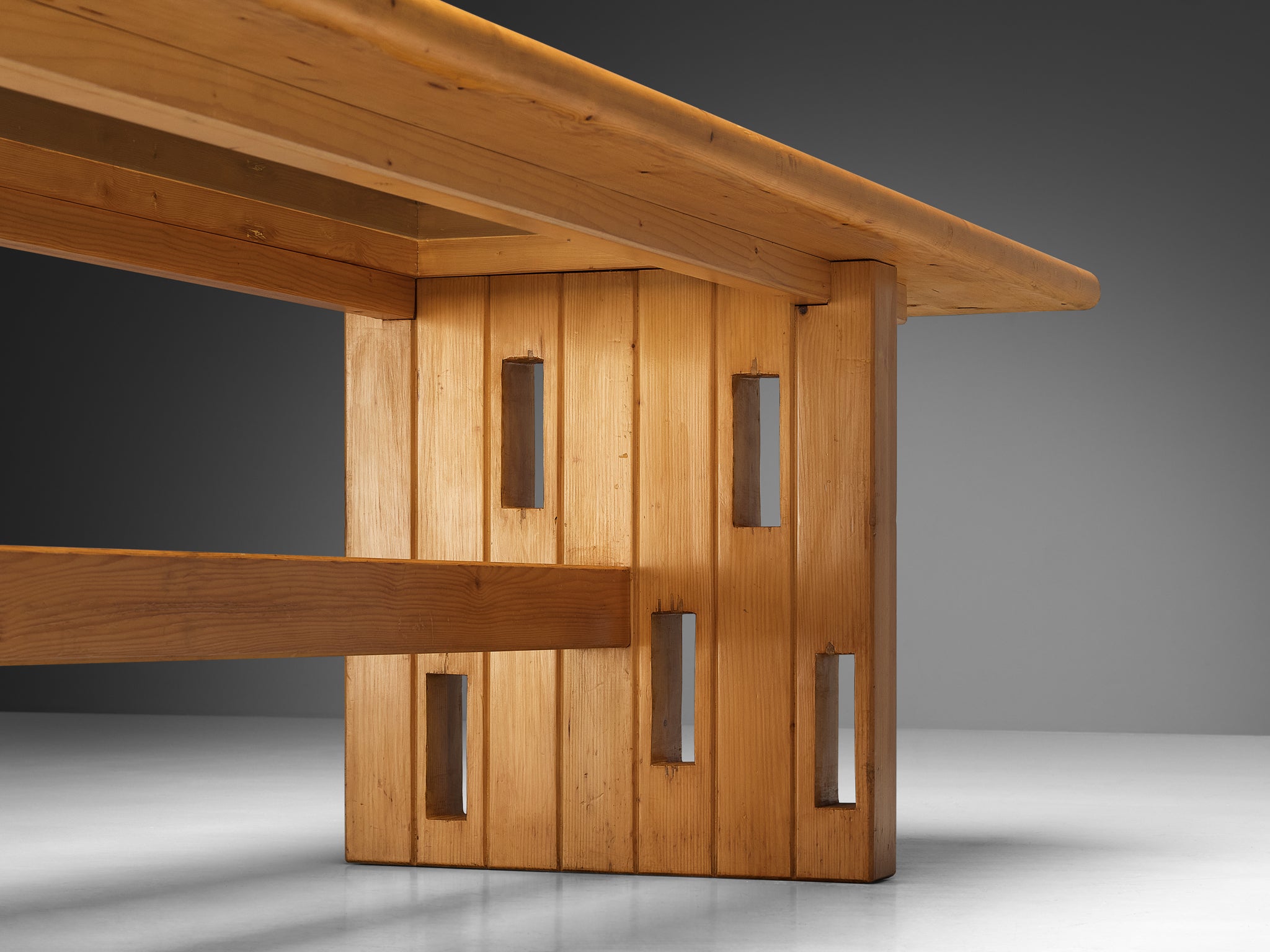 Unique Robust Italian Dining Table in Pine with Geometric Base Tables Morentz