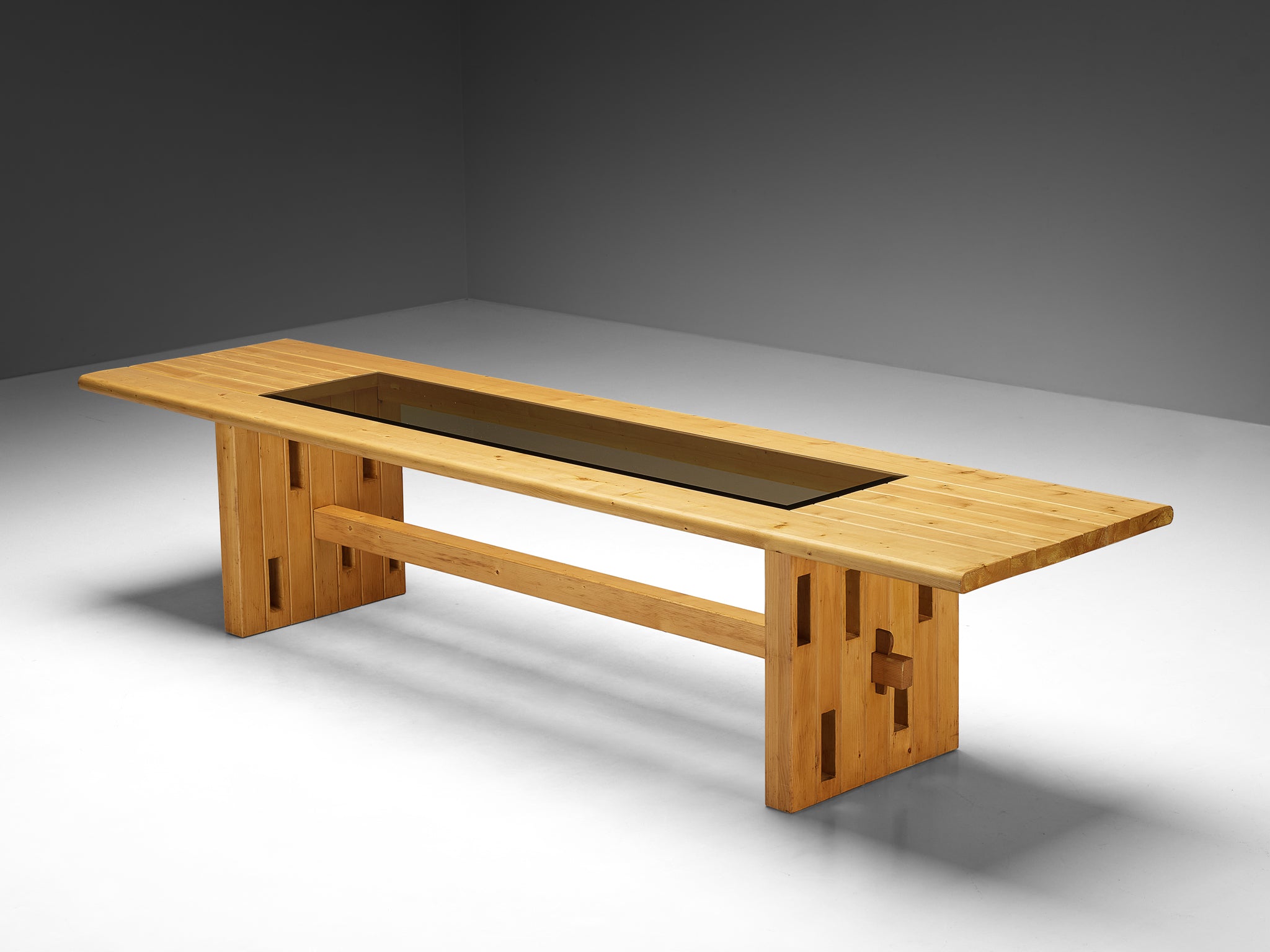 Unique Robust Italian Dining Table in Pine with Geometric Base Tables Morentz