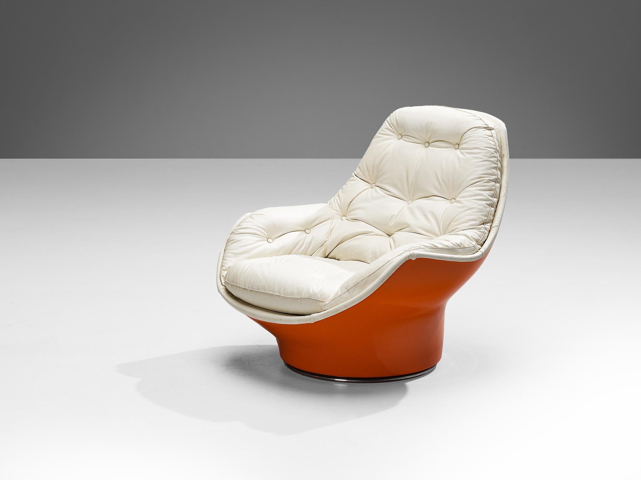 Michel Cadestin for Airborne 'Yoga' Lounge Chair in Orange Fiberglass
