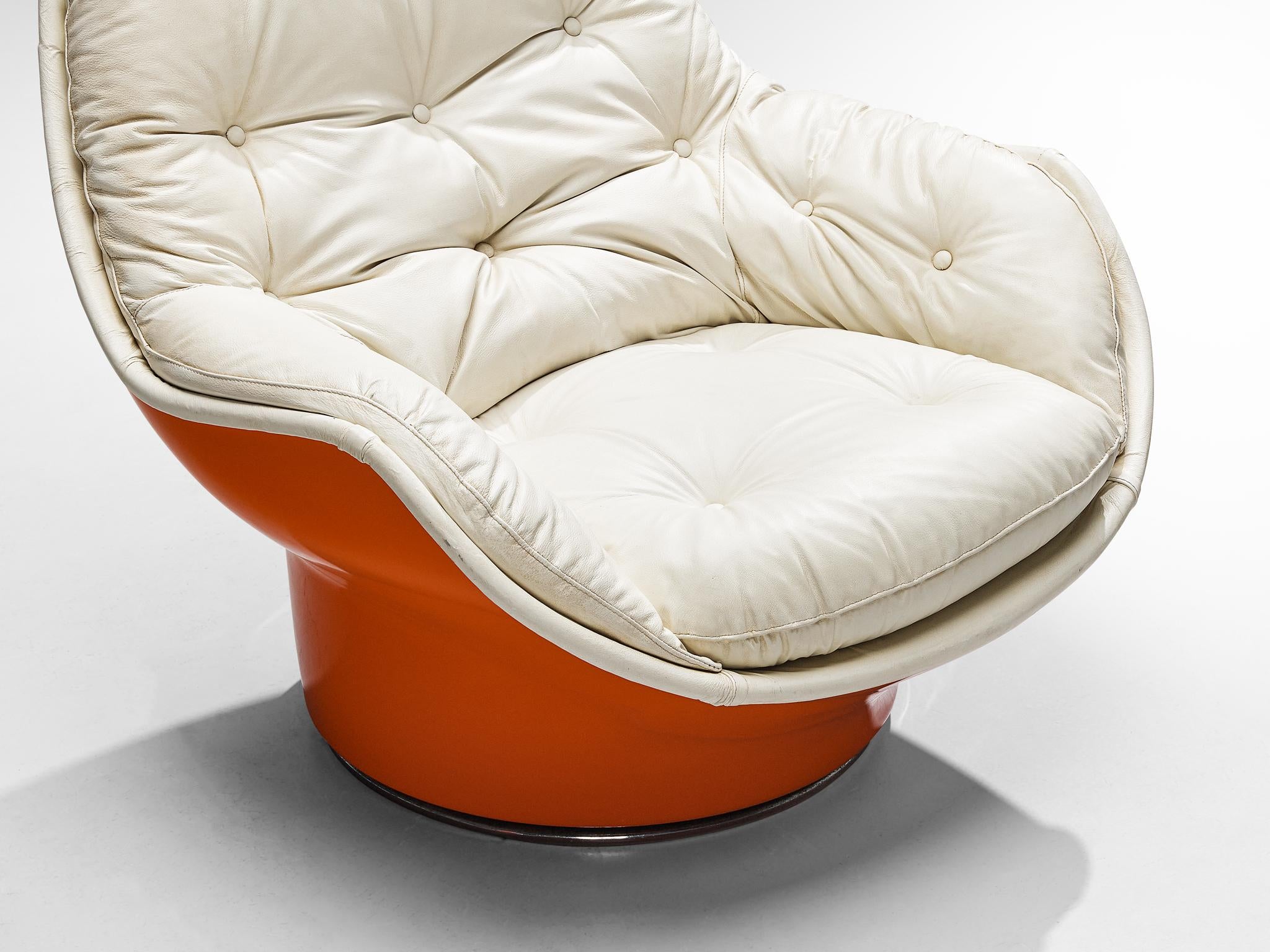Michel Cadestin for Airborne 'Yoga' Lounge Chair in Orange Fiberglass