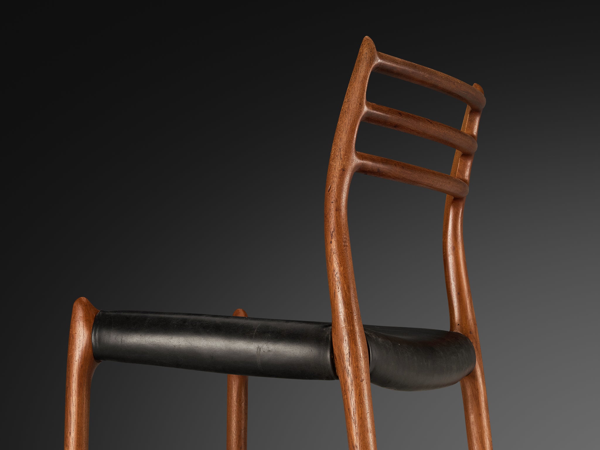 Niels Otto Møller Pair of Dining Chairs in Teak and Leather Seating Morentz