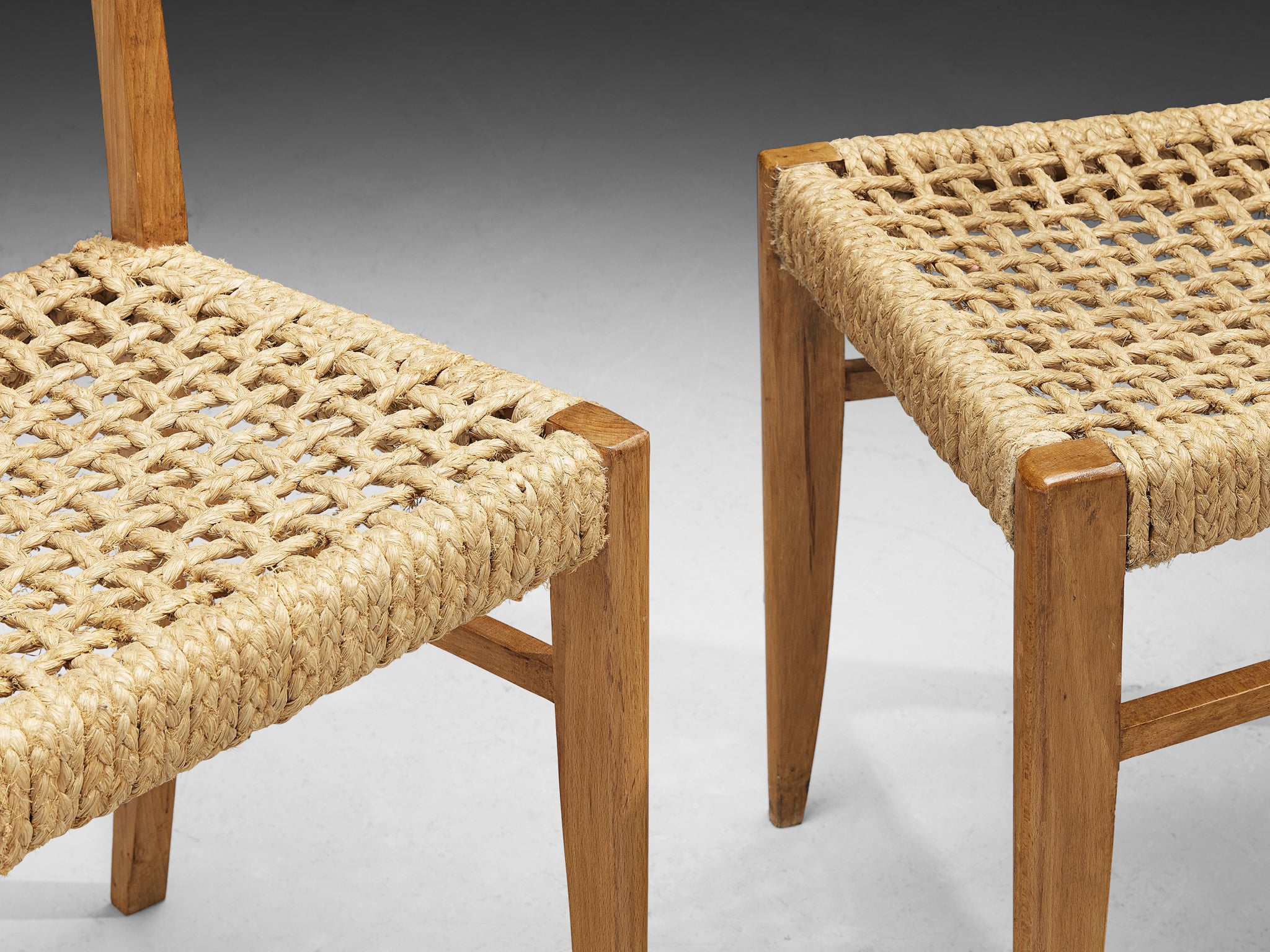 Adrien Audoux & Frida Minet Set of Ten Dining Chairs in Braided Hemp Seating Morentz