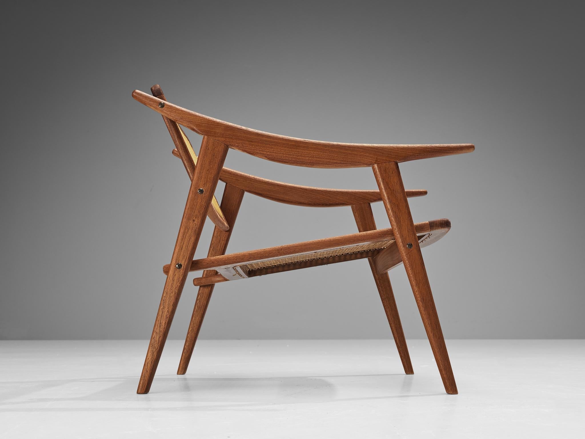 Michel Ducaroy for SNA Roset Lounge Chair in Teak and Cane