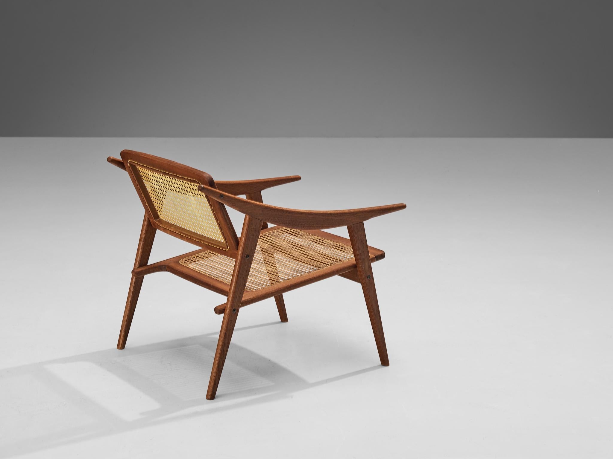 Michel Ducaroy for SNA Roset Lounge Chair in Teak and Cane