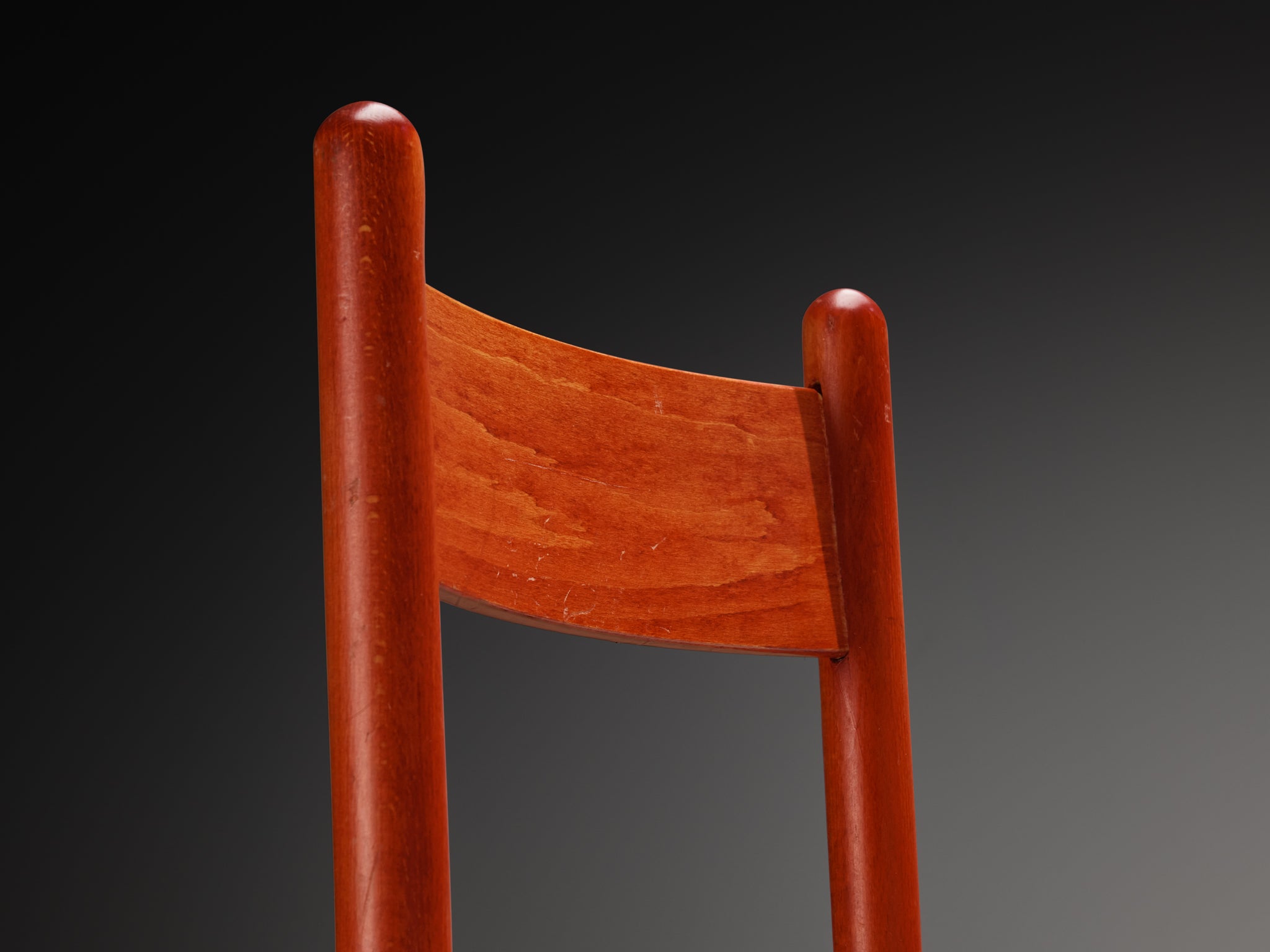 Set of Twelve French Dining Chairs with Red Wooden Frame and Straw Seats Seating Morentz