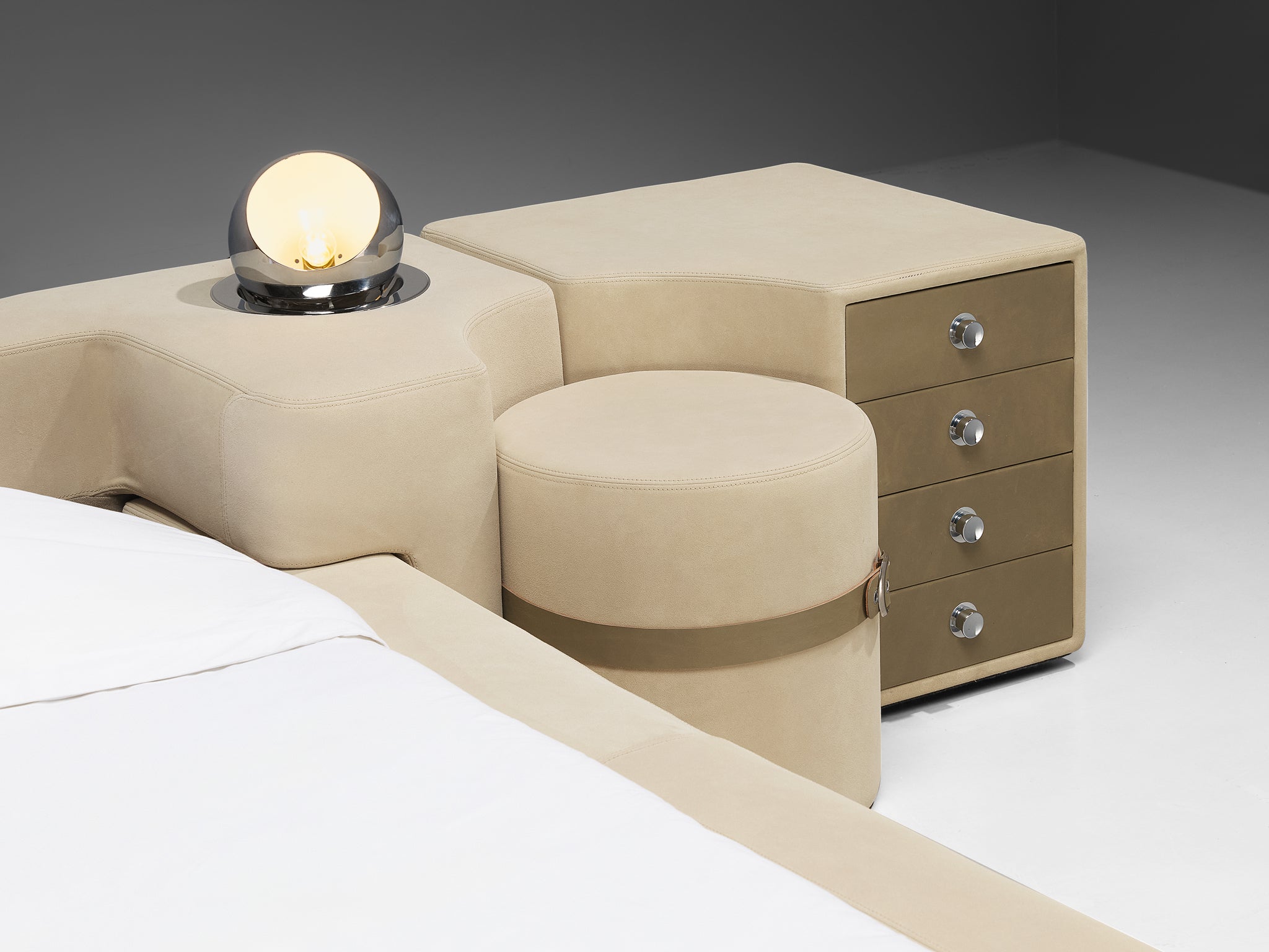 Guido Faleschini for Mariani Pace Collection Bed Set in Off White Nubuck Leather More Furniture and Collectibles Morentz