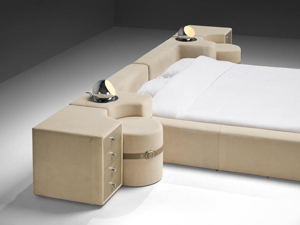 Guido Faleschini for Mariani Pace Collection Bed Set in Off White Nubuck Leather More Furniture and Collectibles Morentz