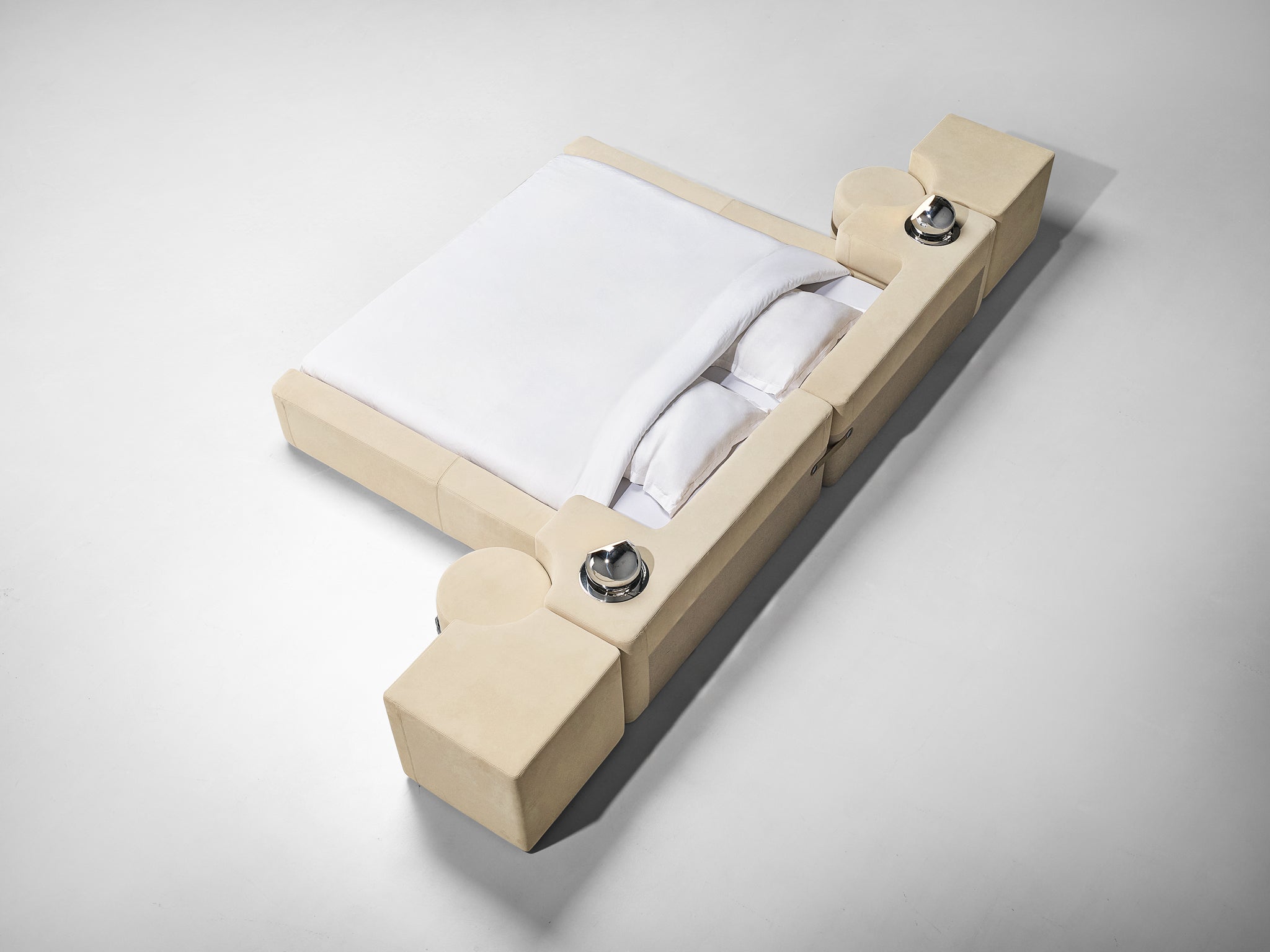 Guido Faleschini for Mariani Pace Collection Bed Set in Off White Nubuck Leather More Furniture and Collectibles Morentz