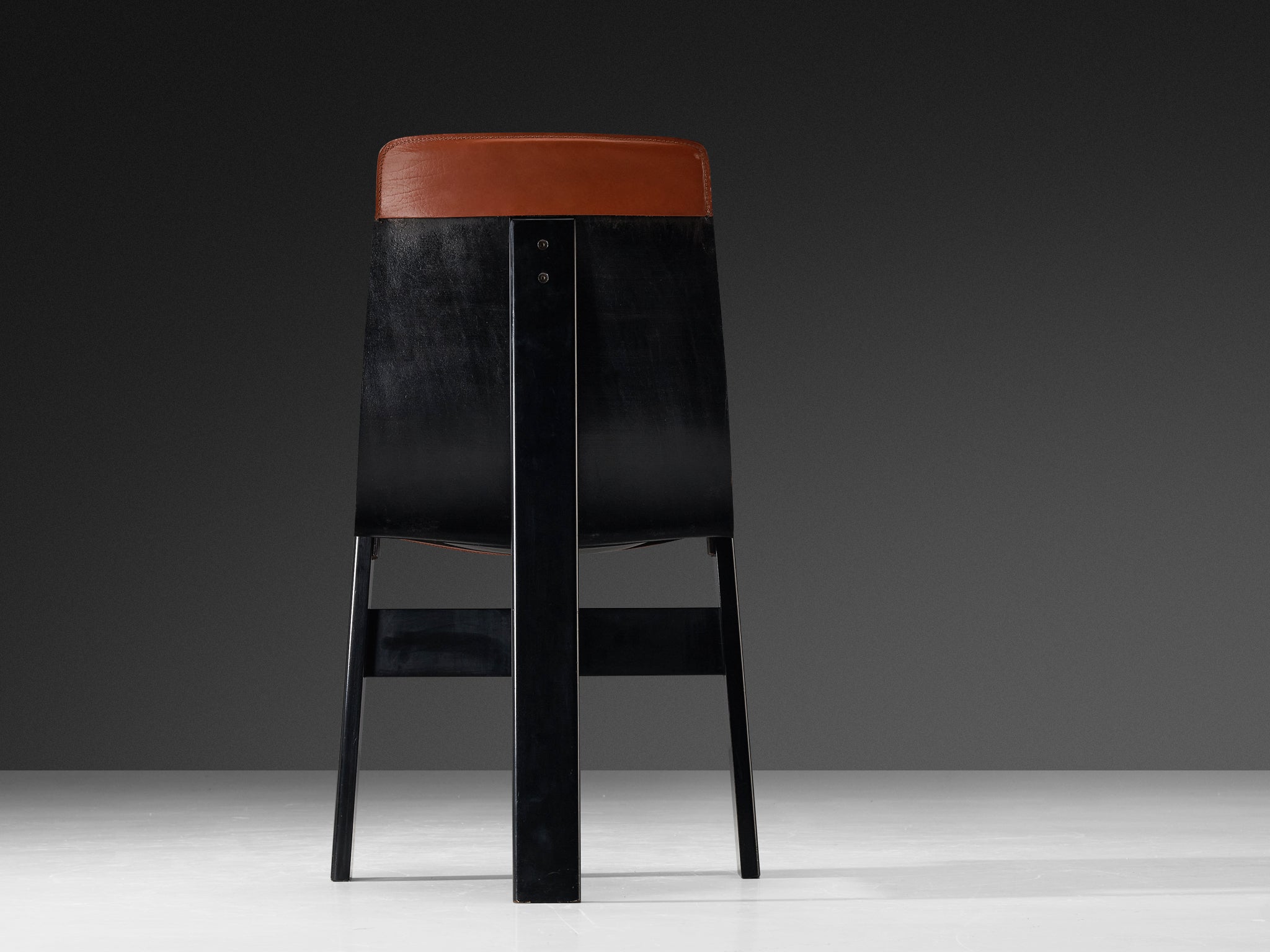 Angelo Mangiarotti for Skipper Pair of 'Tre 3' Dining Chairs in Leather Seating Morentz