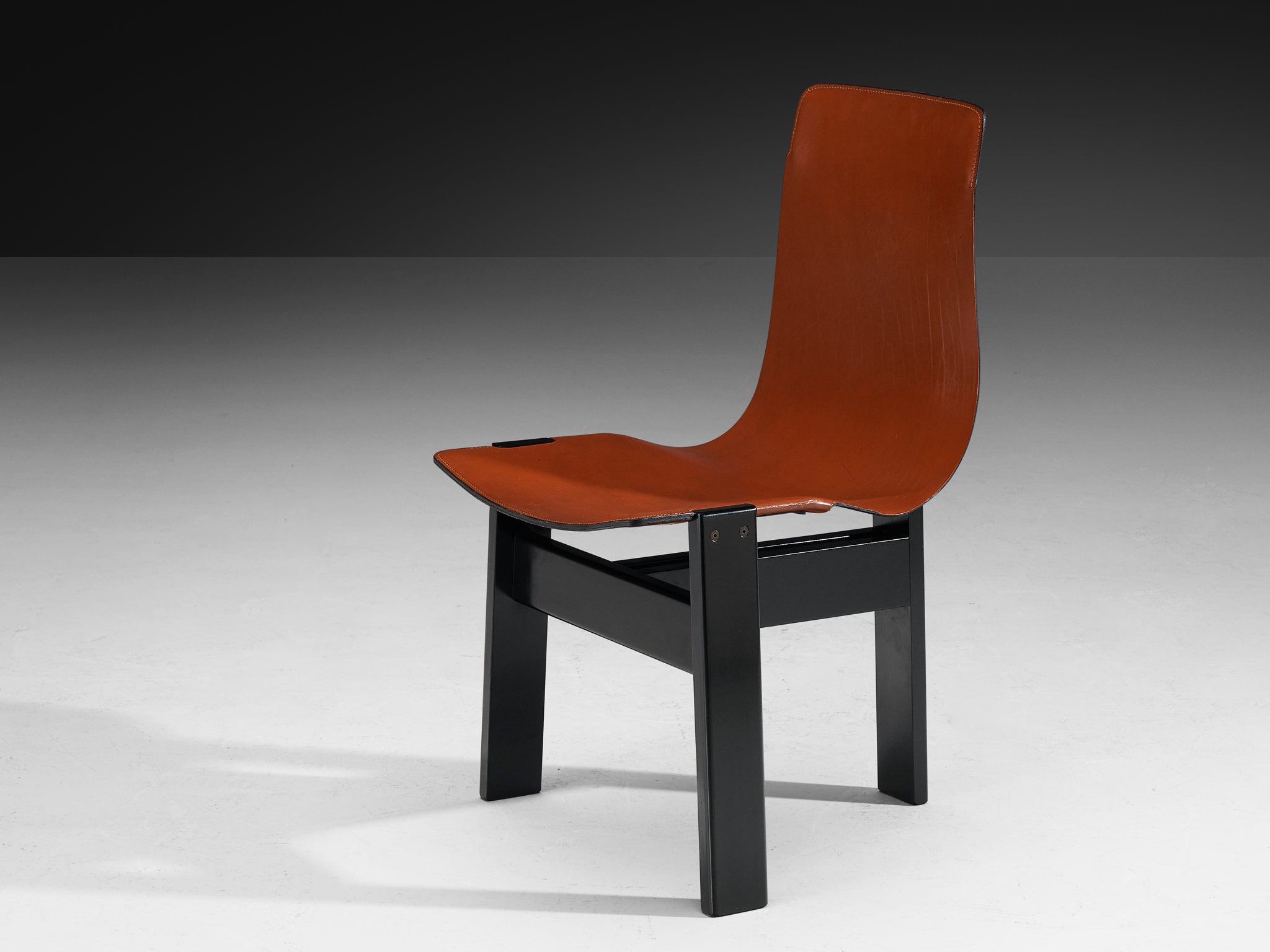 Angelo Mangiarotti for Skipper Pair of 'Tre 3' Dining Chairs in Leather Seating Morentz