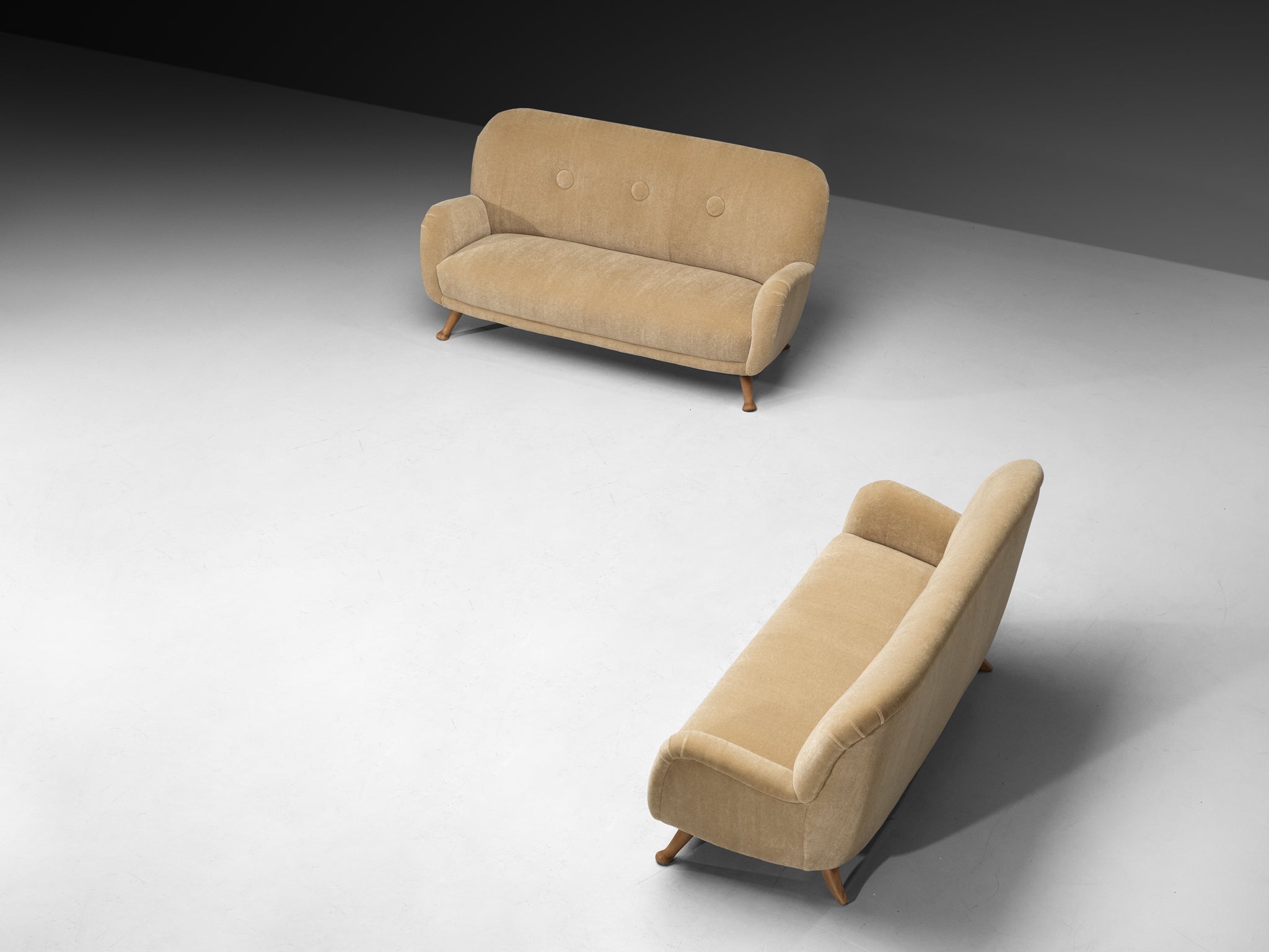 Berga Mobler Sofas in Beige Teddy Mohair by Pierre Frey