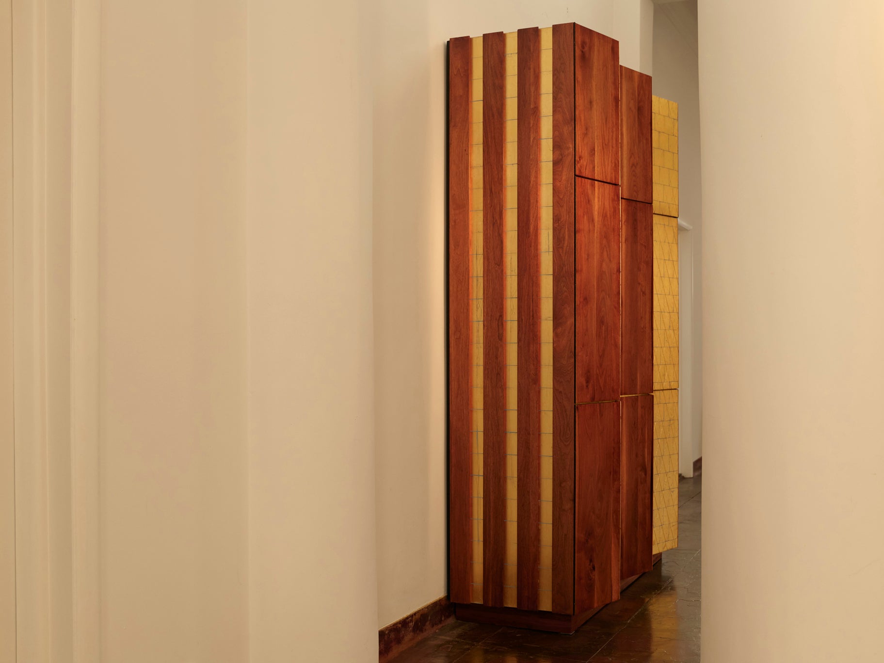 Phillip Lloyd Powell Large Cabinet in Walnut and Gold Leaf Case pieces and storage cabinets Morentz