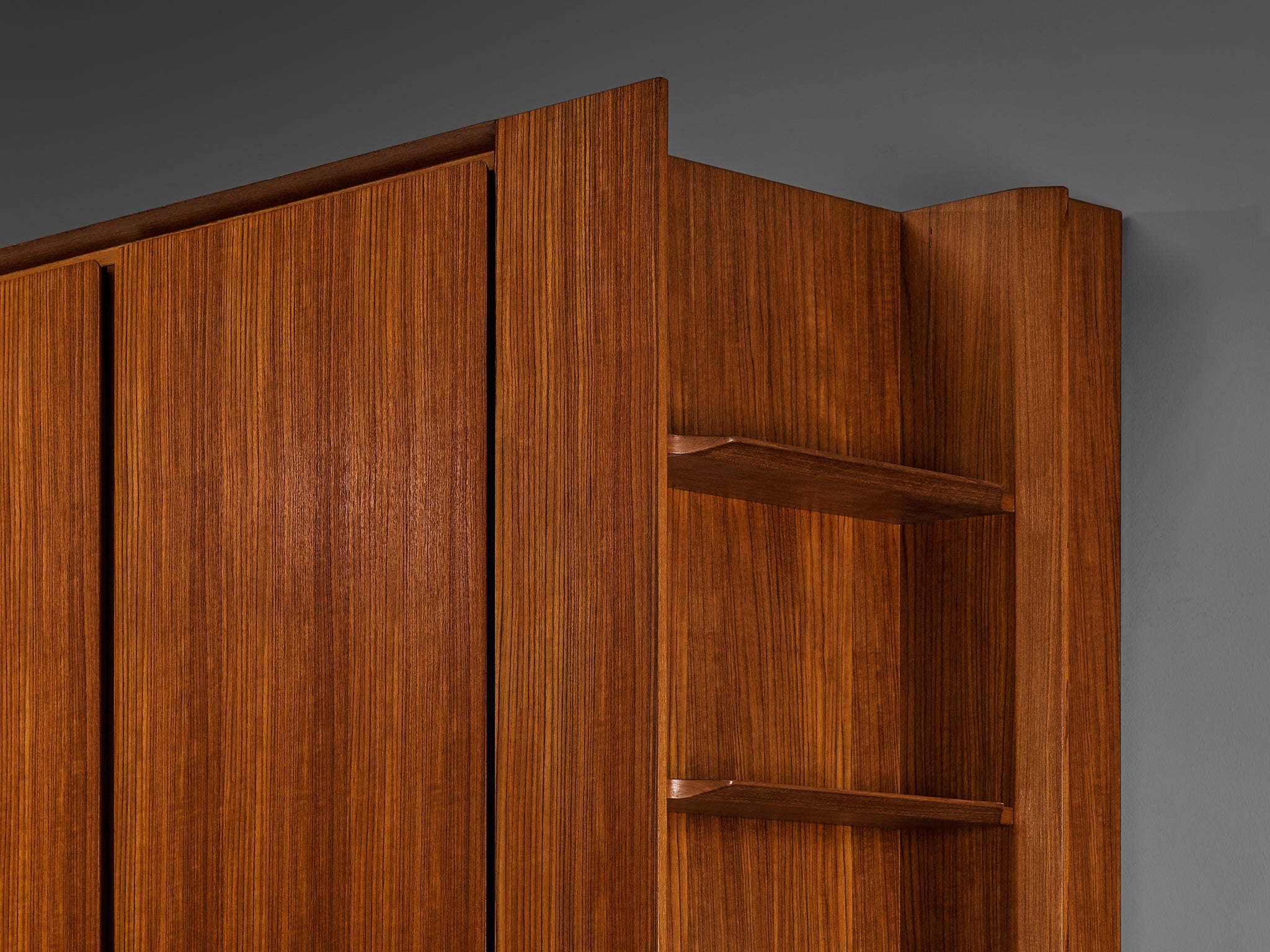 Large Italian Wardrobe in Teak with Brass Details Case pieces and storage cabinets Morentz