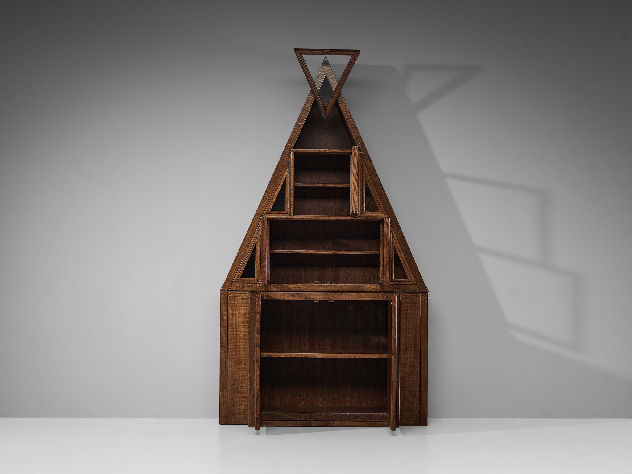 Giuseppe Rivadossi Pyramid Shaped Cabinet in Chestnut 8.2 feet Case pieces and storage cabinets Morentz