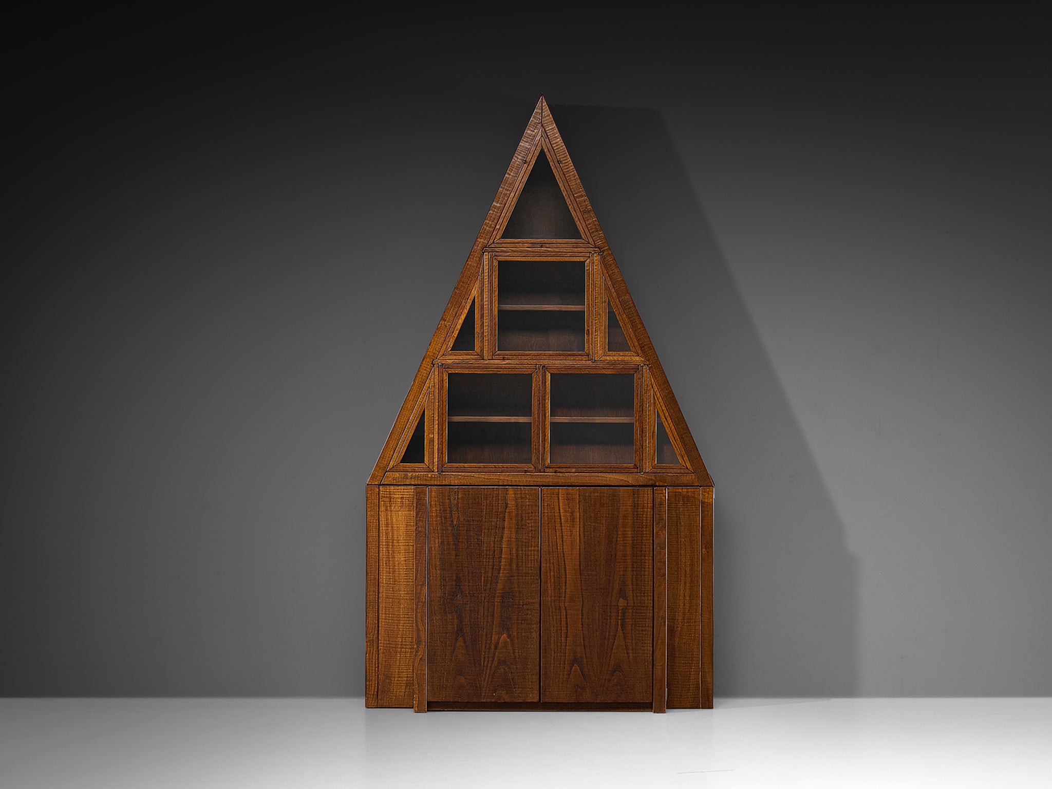 Giuseppe Rivadossi Pyramid Shaped Cabinet in Chestnut Case pieces and storage cabinets Morentz