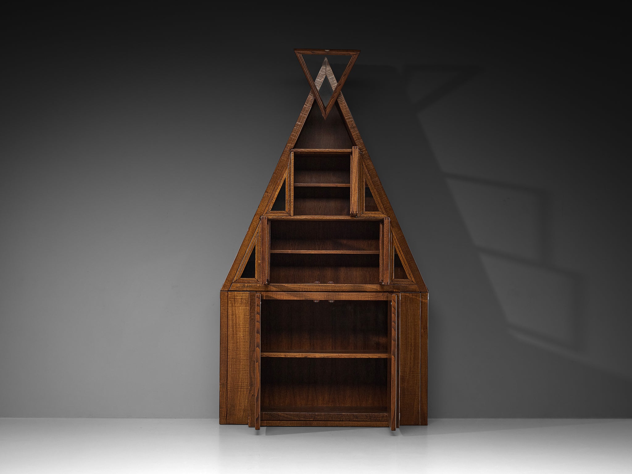 Giuseppe Rivadossi Pyramid Shaped Cabinet in Chestnut Case pieces and storage cabinets Morentz
