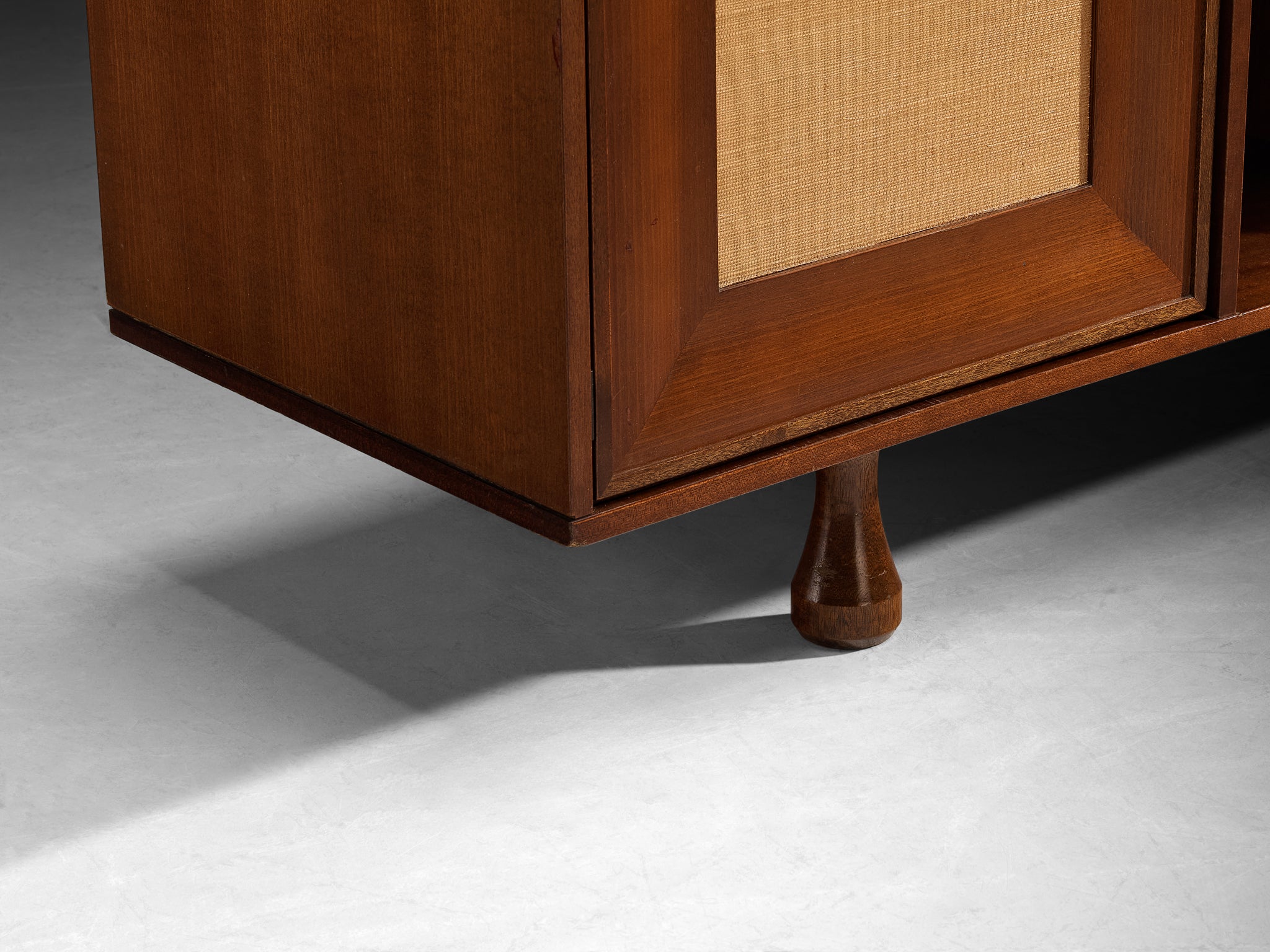 Angelo Mangiarotti for Sorgente dei Mobili Cabinet in Mahogany & Grasscloth Case pieces and storage cabinets Morentz