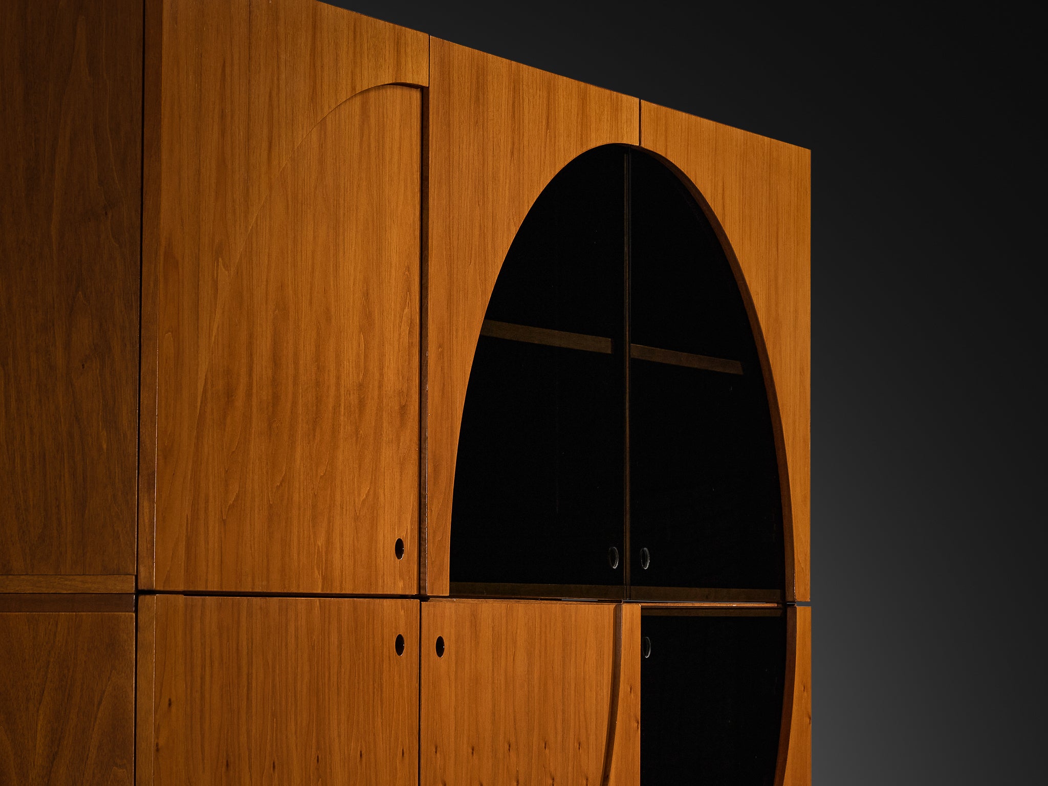Nikol International Tall Post-Modern Sideboard in Walnut and Smoked Glass Case pieces and storage cabinets Morentz
