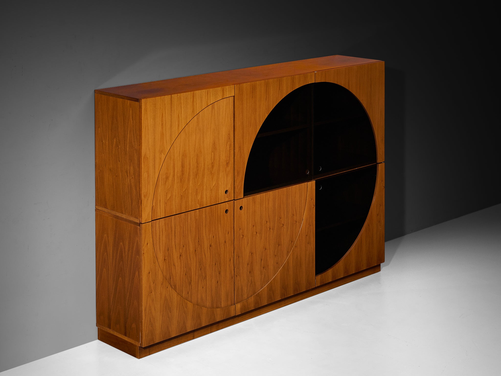 Nikol International Tall Post-Modern Sideboard in Walnut and Smoked Glass Case pieces and storage cabinets Morentz