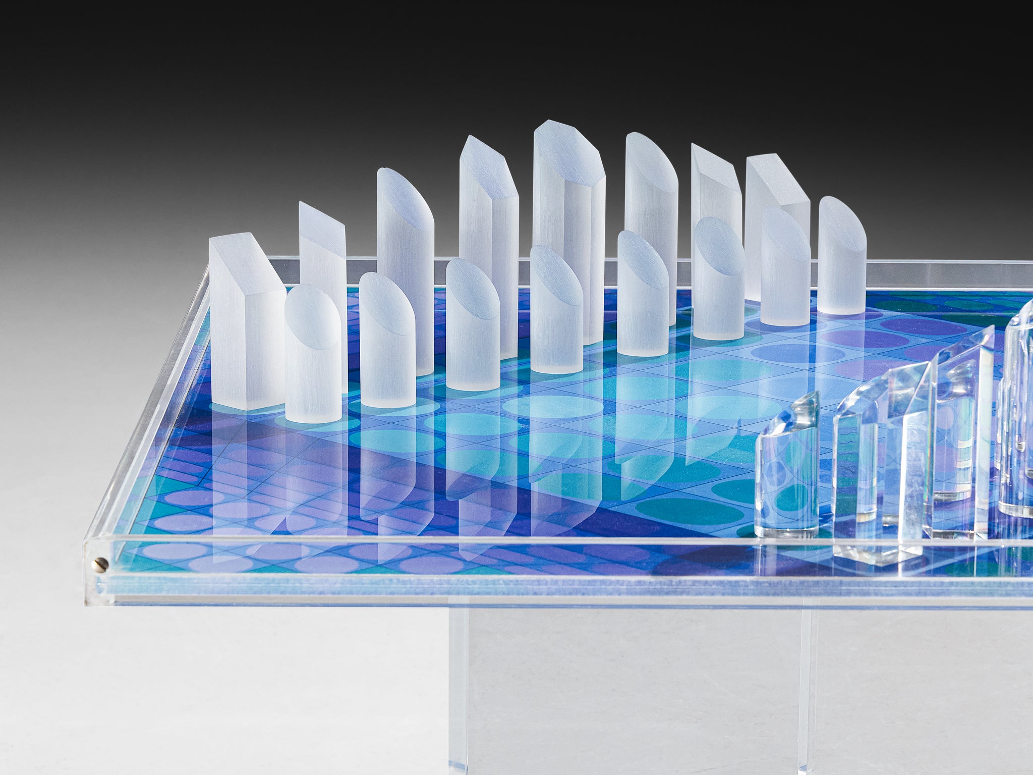 Victor Vasarely Limited Edition Chess Set in Plexiglass Folk Art Morentz