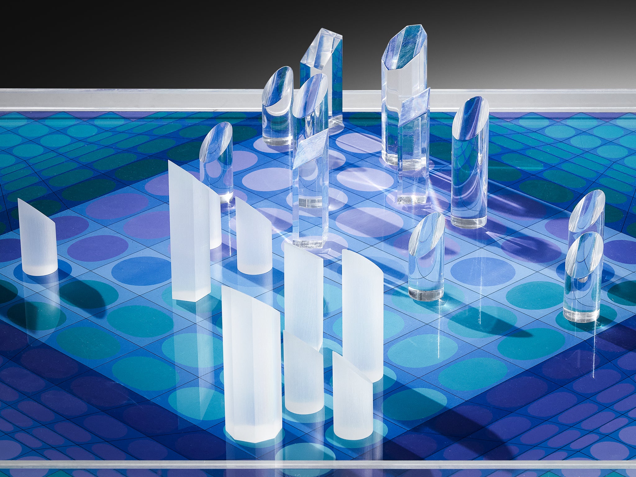 Victor Vasarely Limited Edition Chess Set in Plexiglass Folk Art Morentz