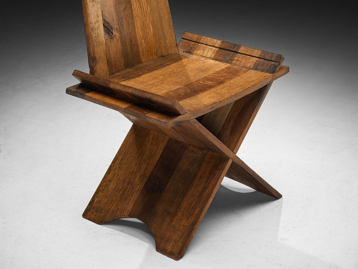 Sculptural Dining Chair in Oak with Iron Accents Seating Morentz